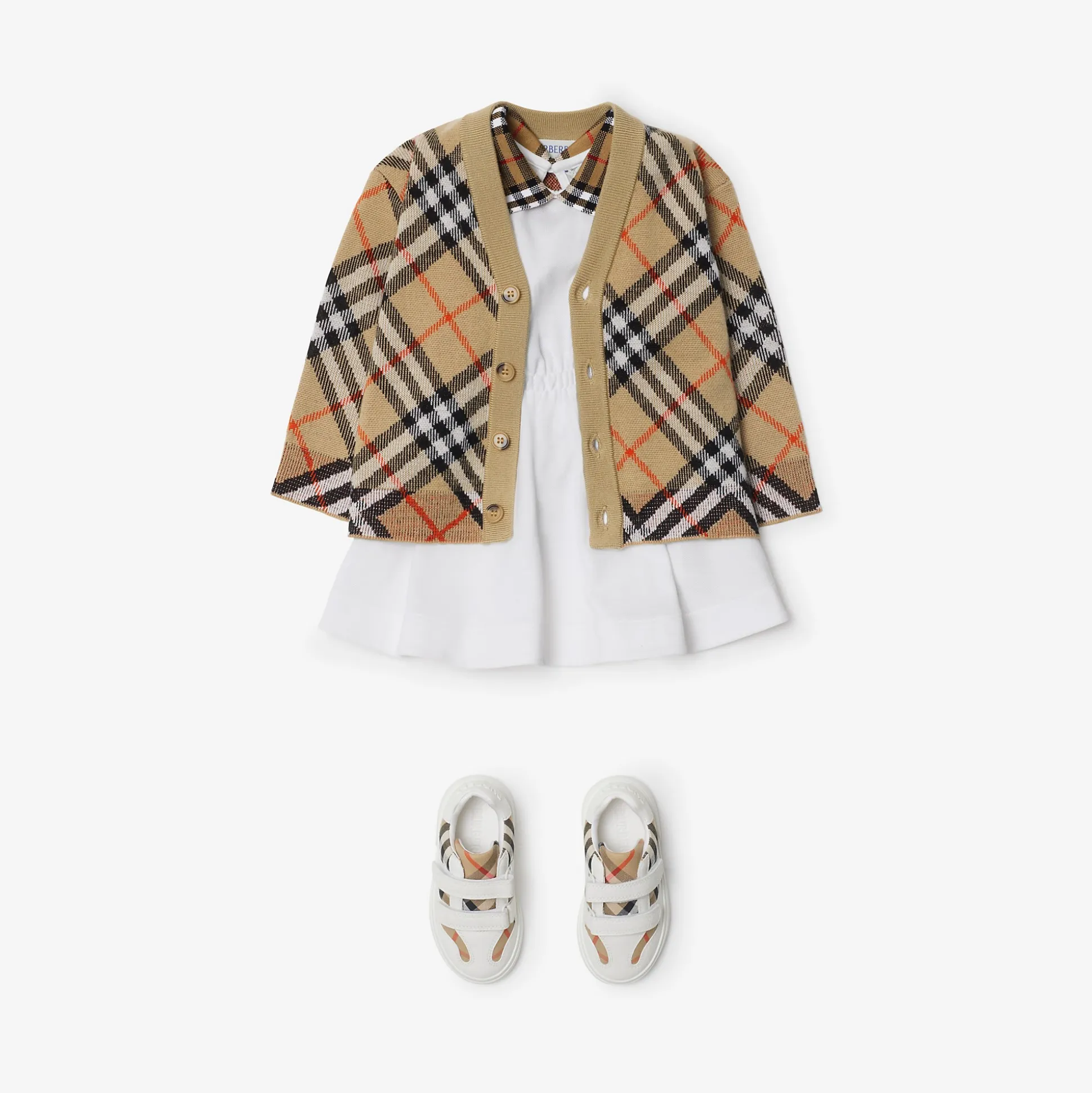 Outlet Burberry Check Wool Cardigan Sand