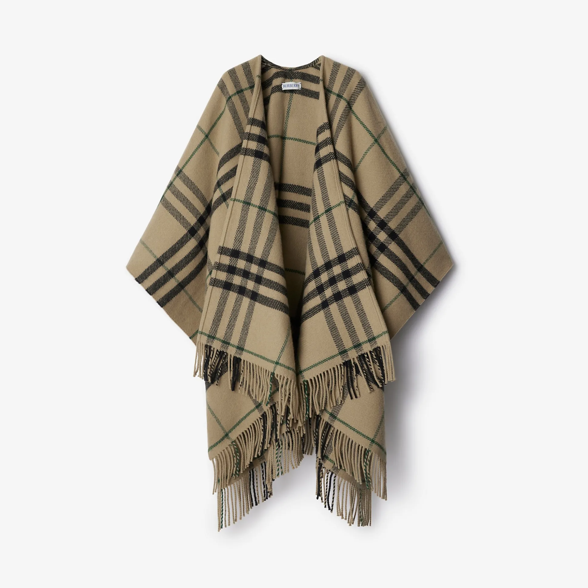 Outlet Burberry Check Wool Cashmere Cape Linden