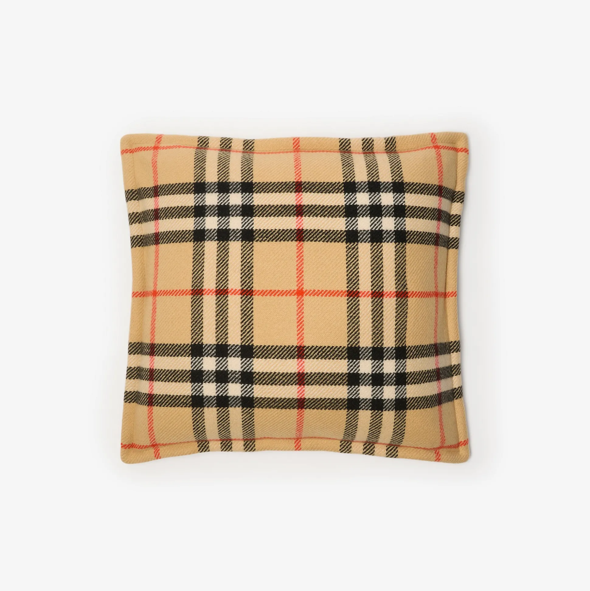 Outlet Burberry Check Wool Cashmere Cushion Sand