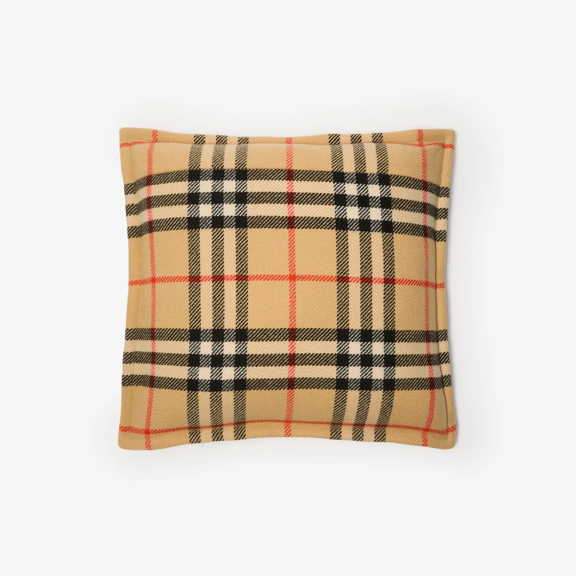 Outlet Burberry Check Wool Cashmere Cushion Sand