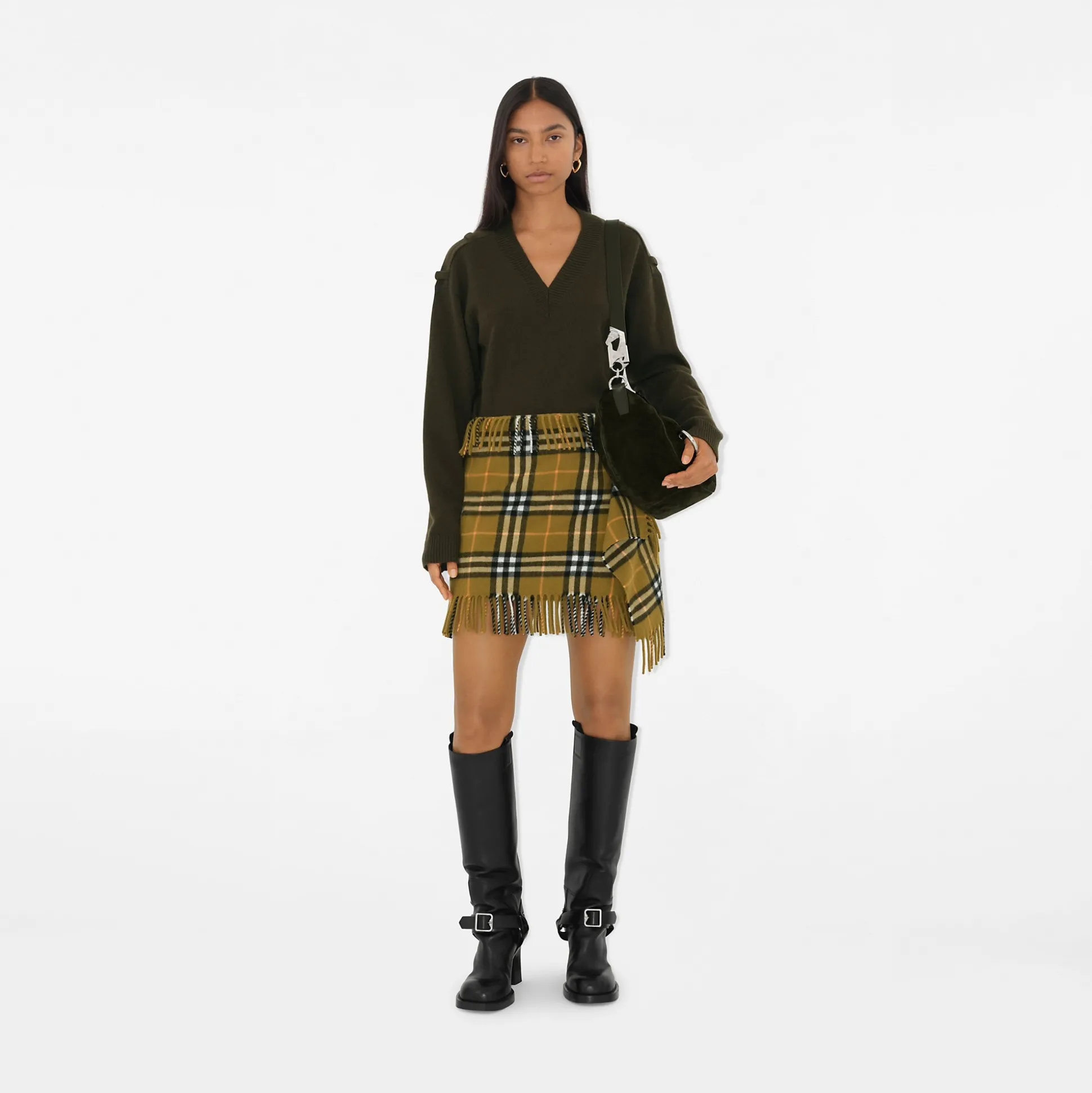 Cheap Burberry Check Wool Cashmere Scarf Skirt Oxide