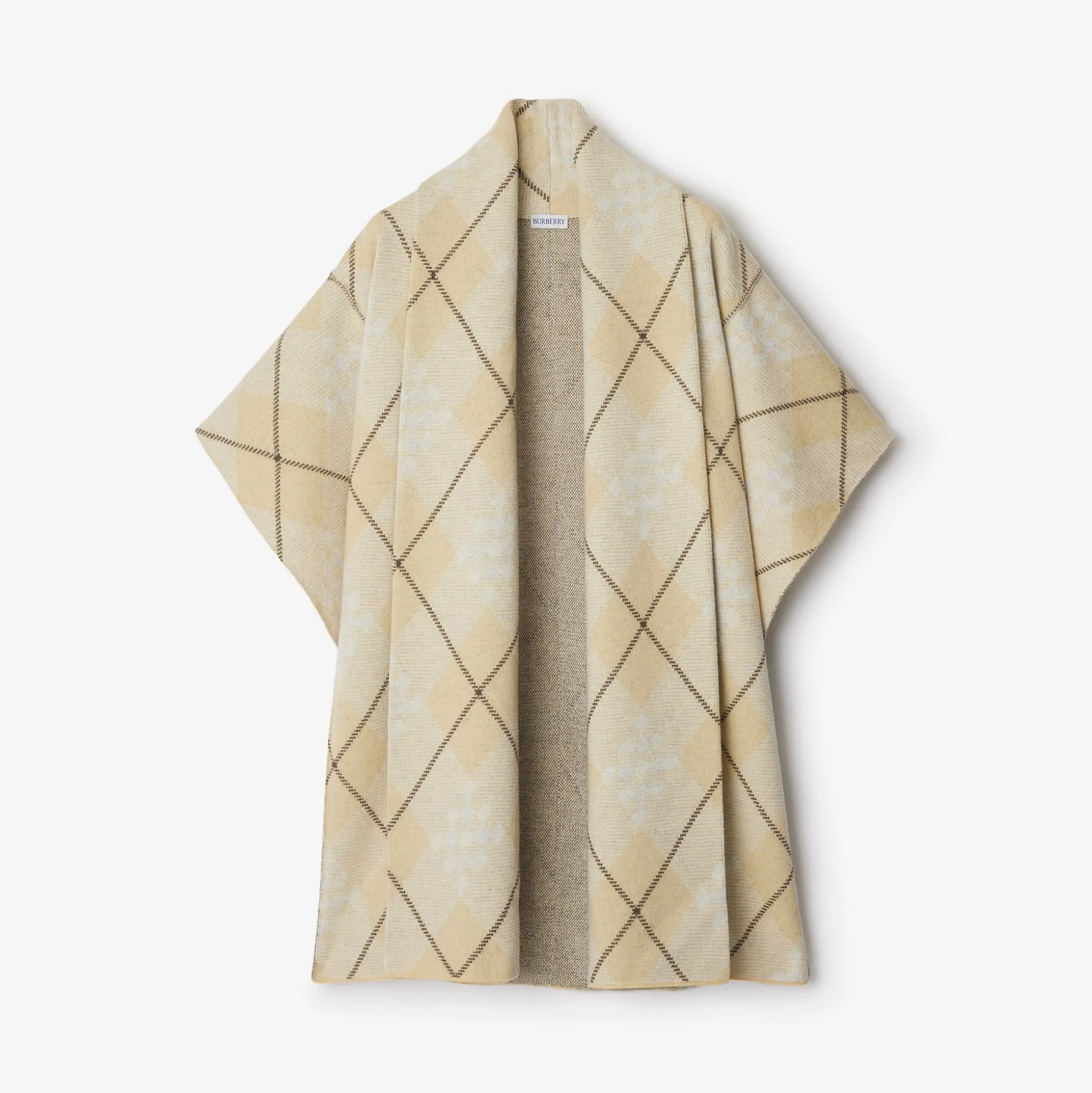 Cheap Burberry Check Wool Mohair Blend Cape Buff