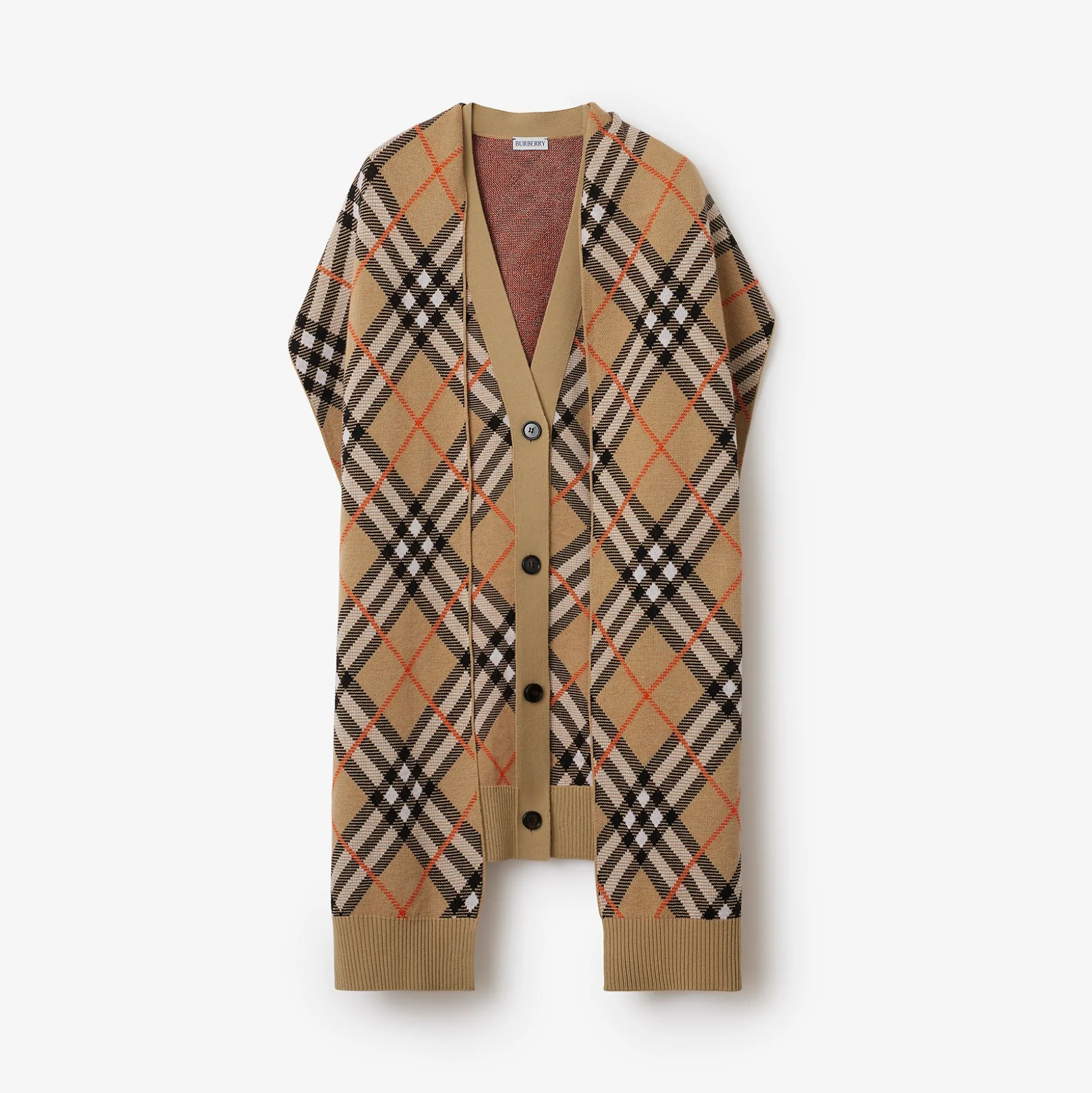 Cheap Burberry Check Wool Mohair Blend Cape Sand