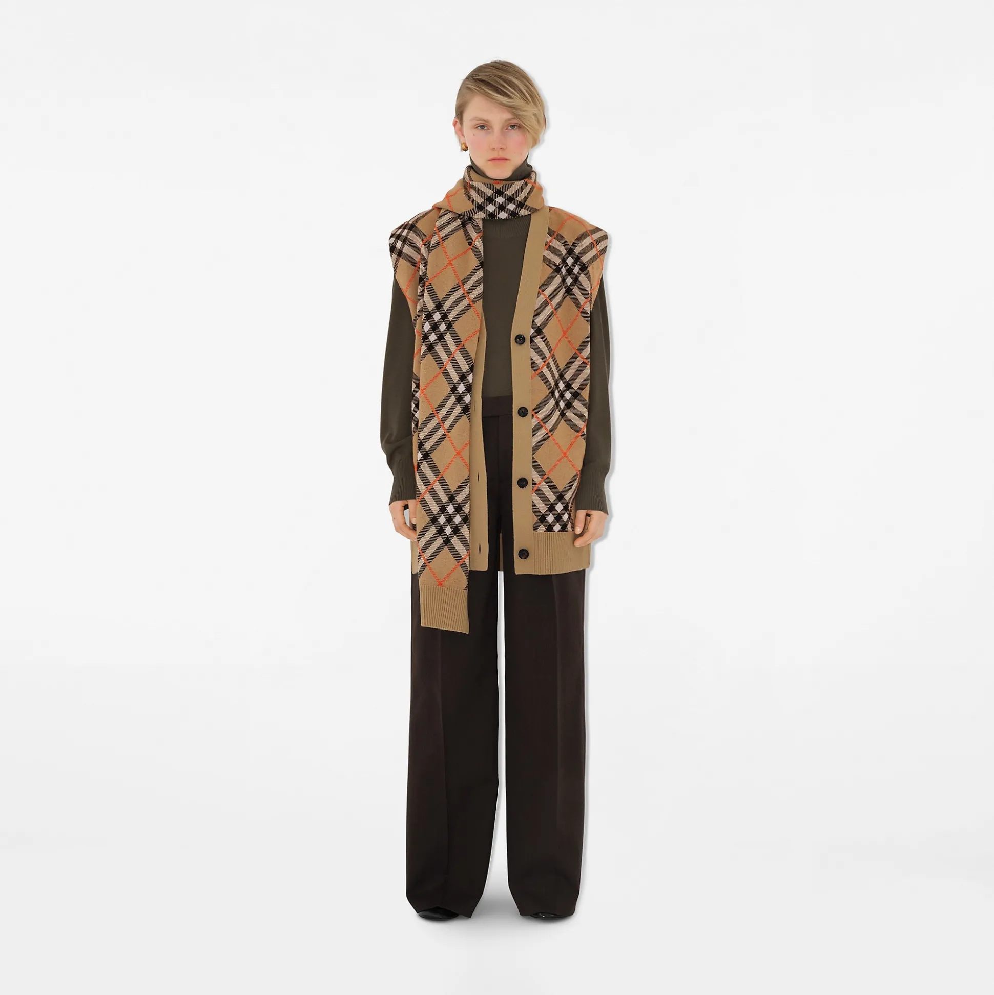 Cheap Burberry Check Wool Mohair Blend Cape Sand