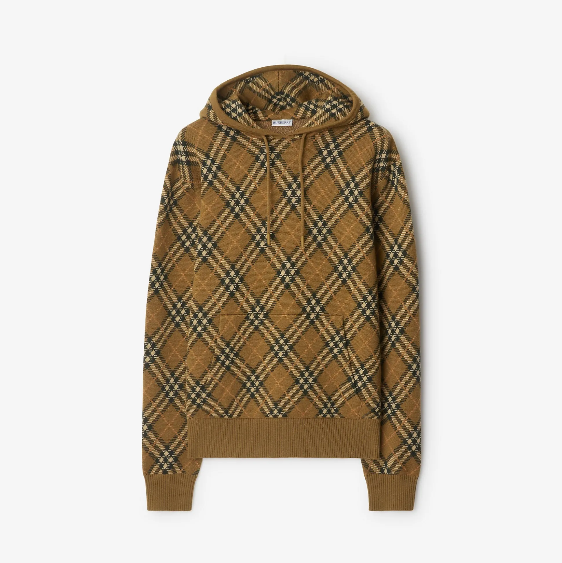 Store Burberry Check Wool Mohair Blend Hoodie Shrew