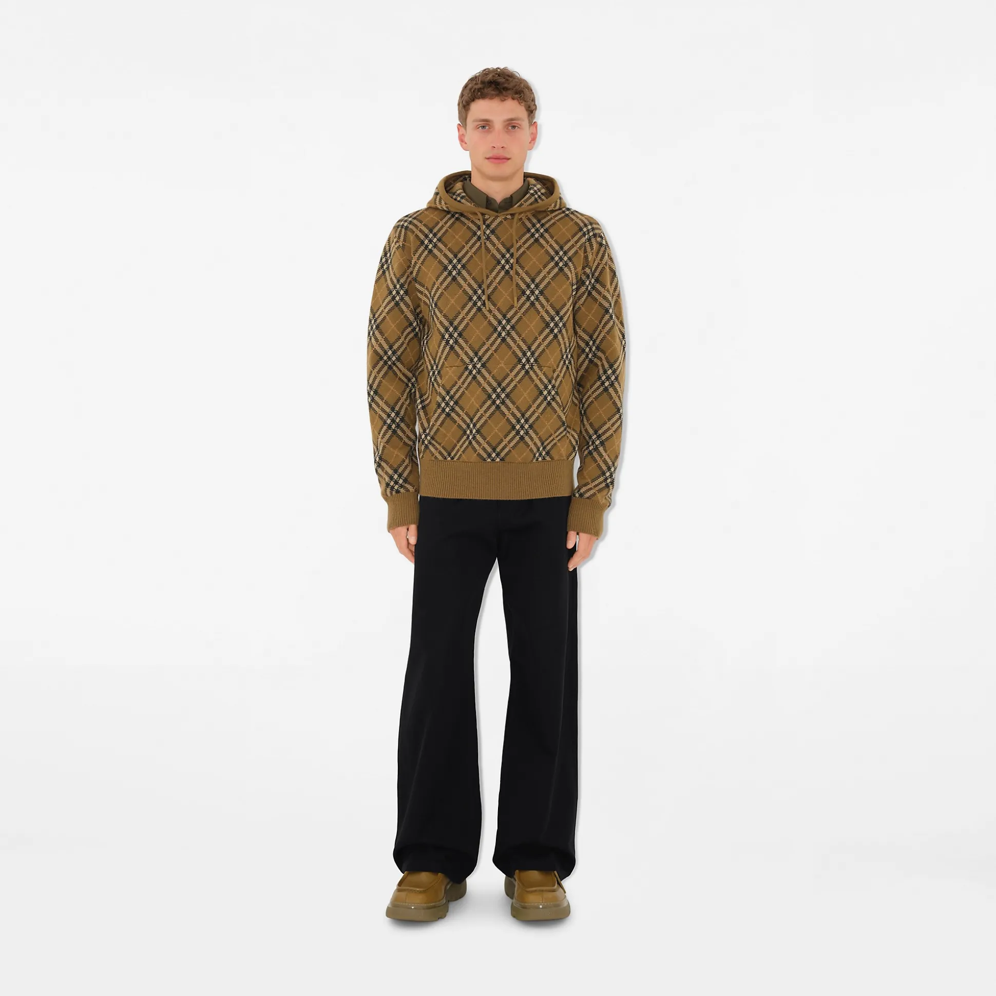 Store Burberry Check Wool Mohair Blend Hoodie Shrew