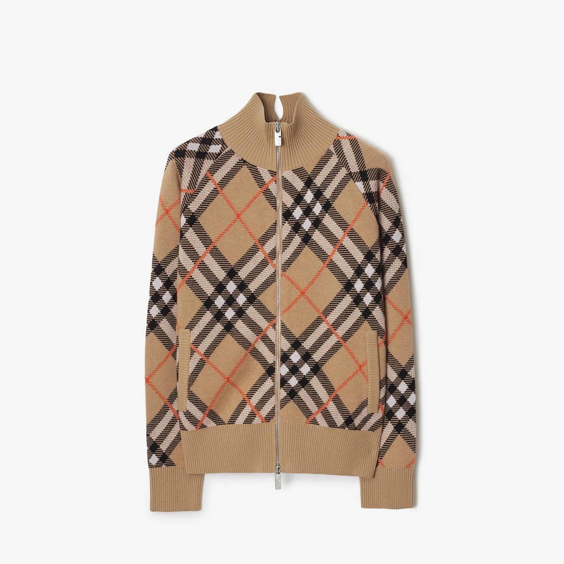 Cheap Burberry Check Wool Mohair Blend Jacket Sand