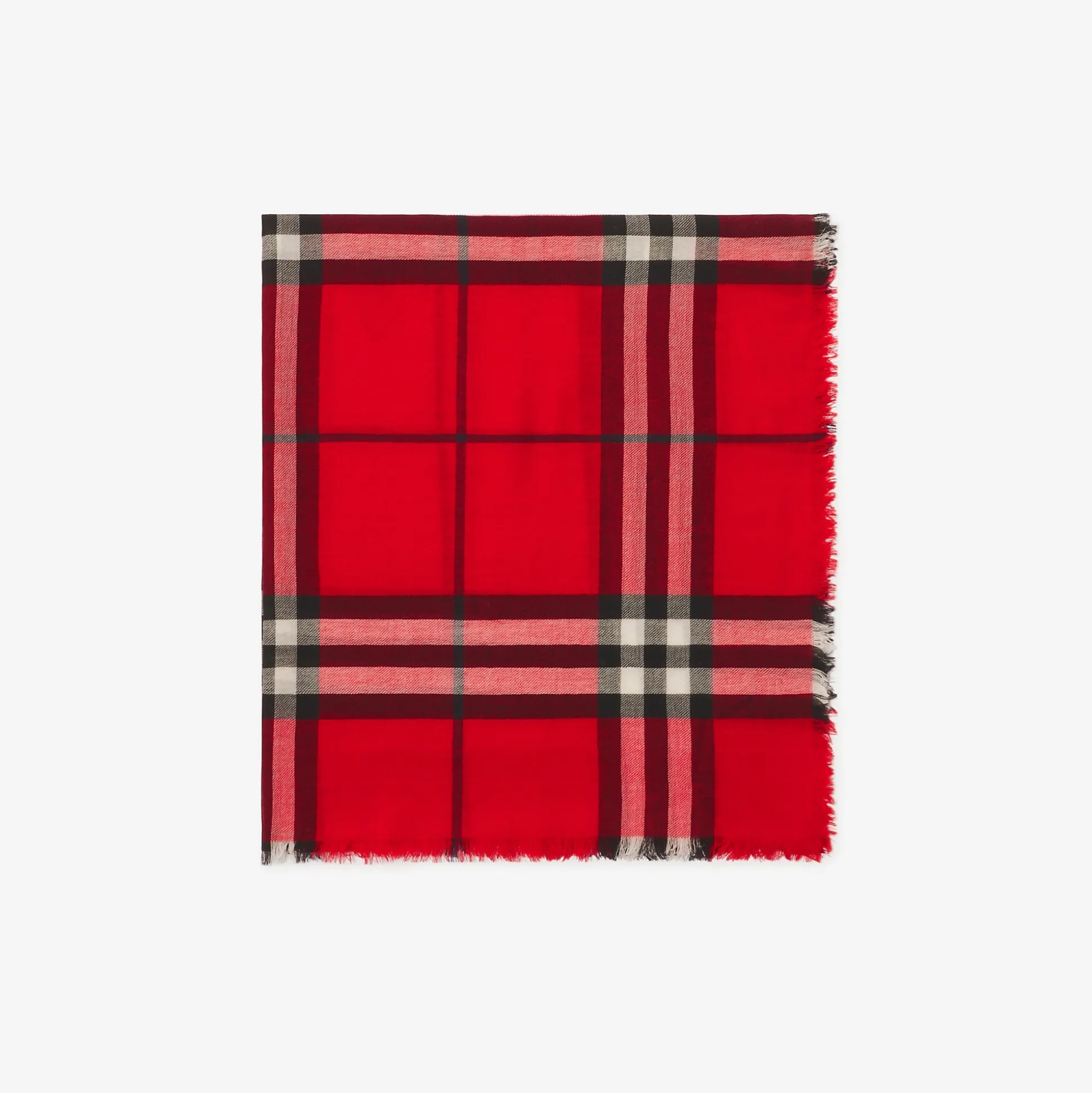 Best Burberry Check Wool Scarf Scarlet