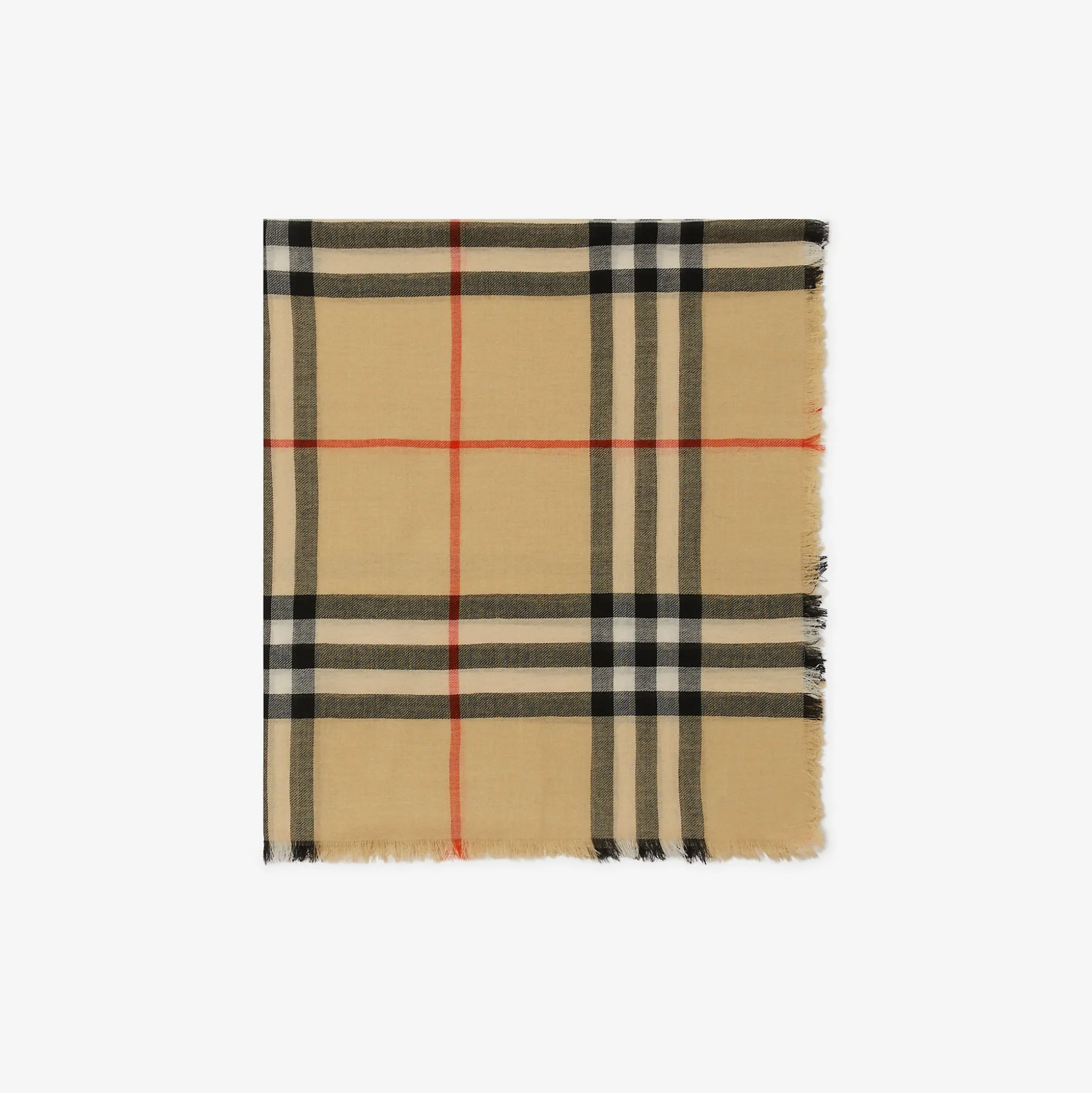 Discount Burberry Check Wool Scarf Sand