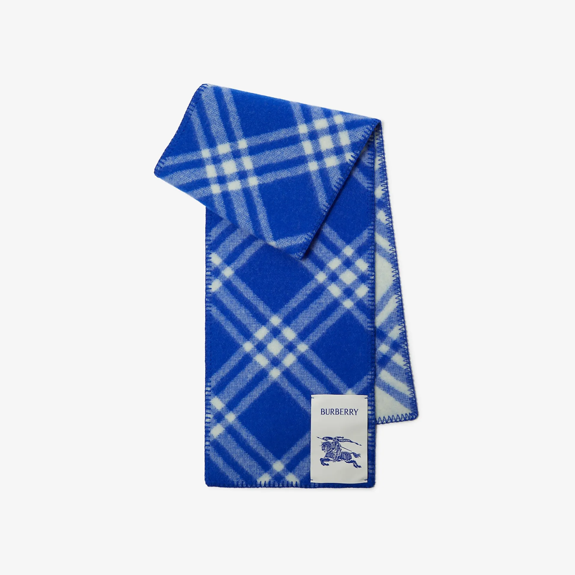 Shop Burberry Check Wool Scarf Knight