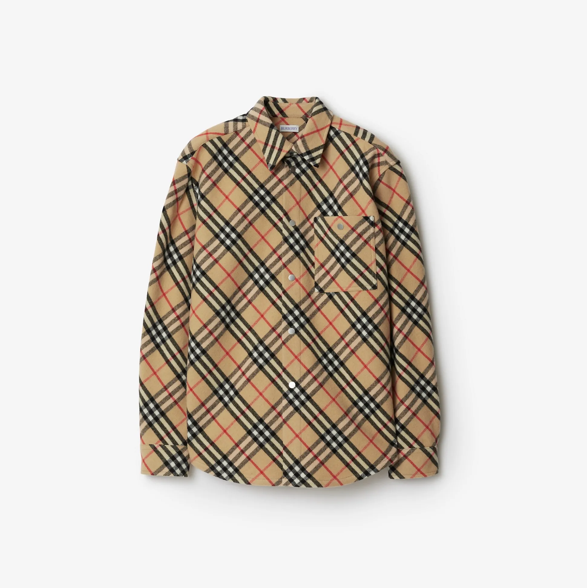 Cheap Burberry Check Wool Shirt Sand