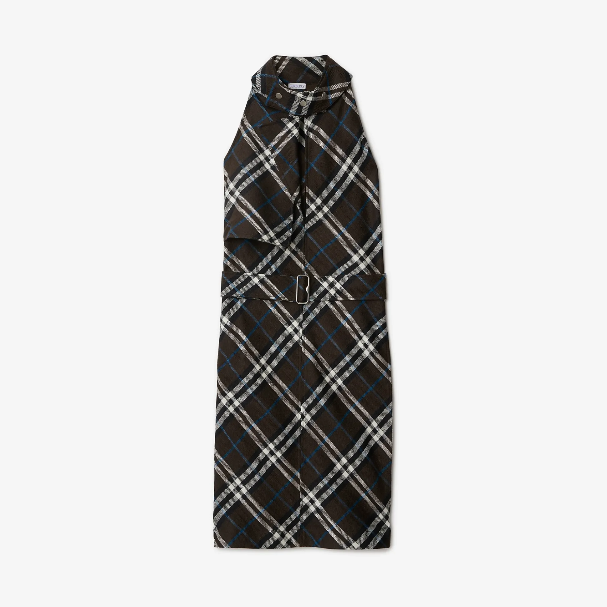 Shop Burberry Check Wool Silk Dress Snug