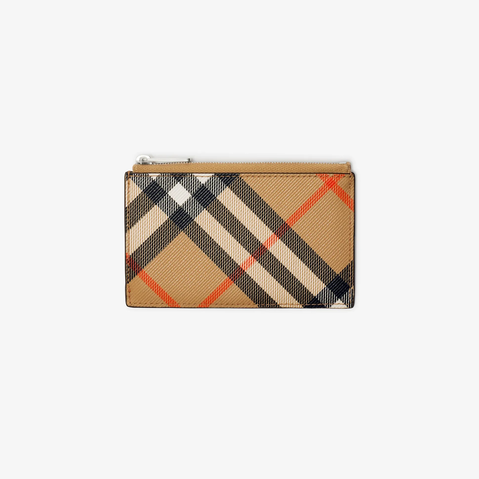 Fashion Burberry Check Zip Card Case Sand