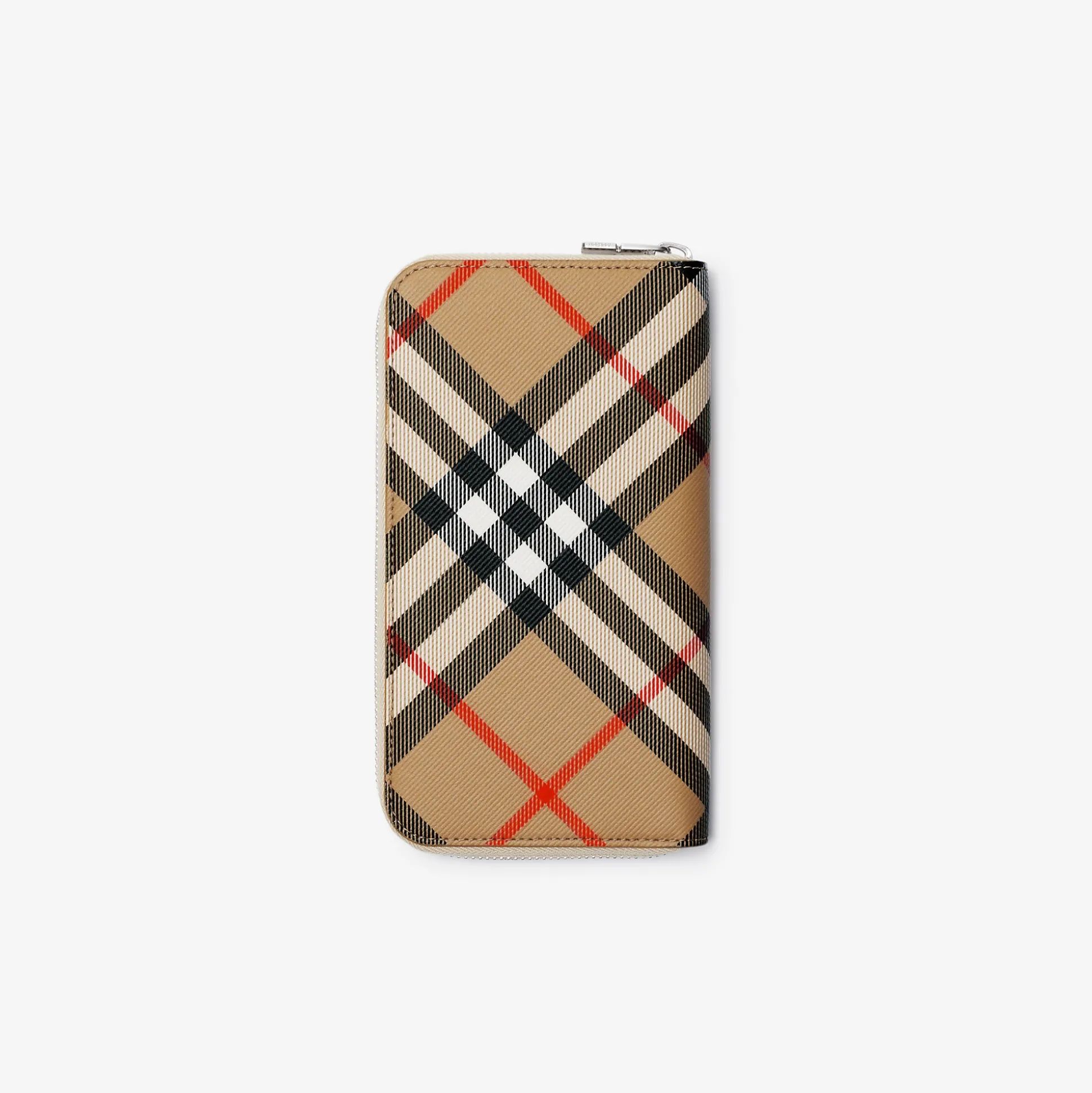 Outlet Burberry Check Zip Wallet Sand