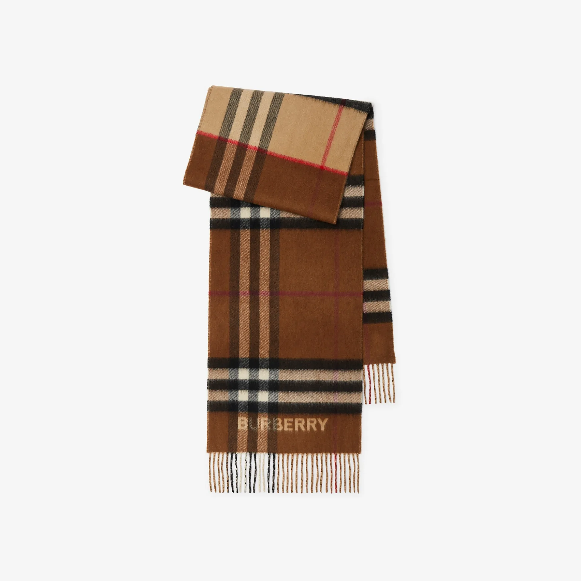 Sale Burberry Contrast Check Cashmere Scarf Archivebeige/birchbrown