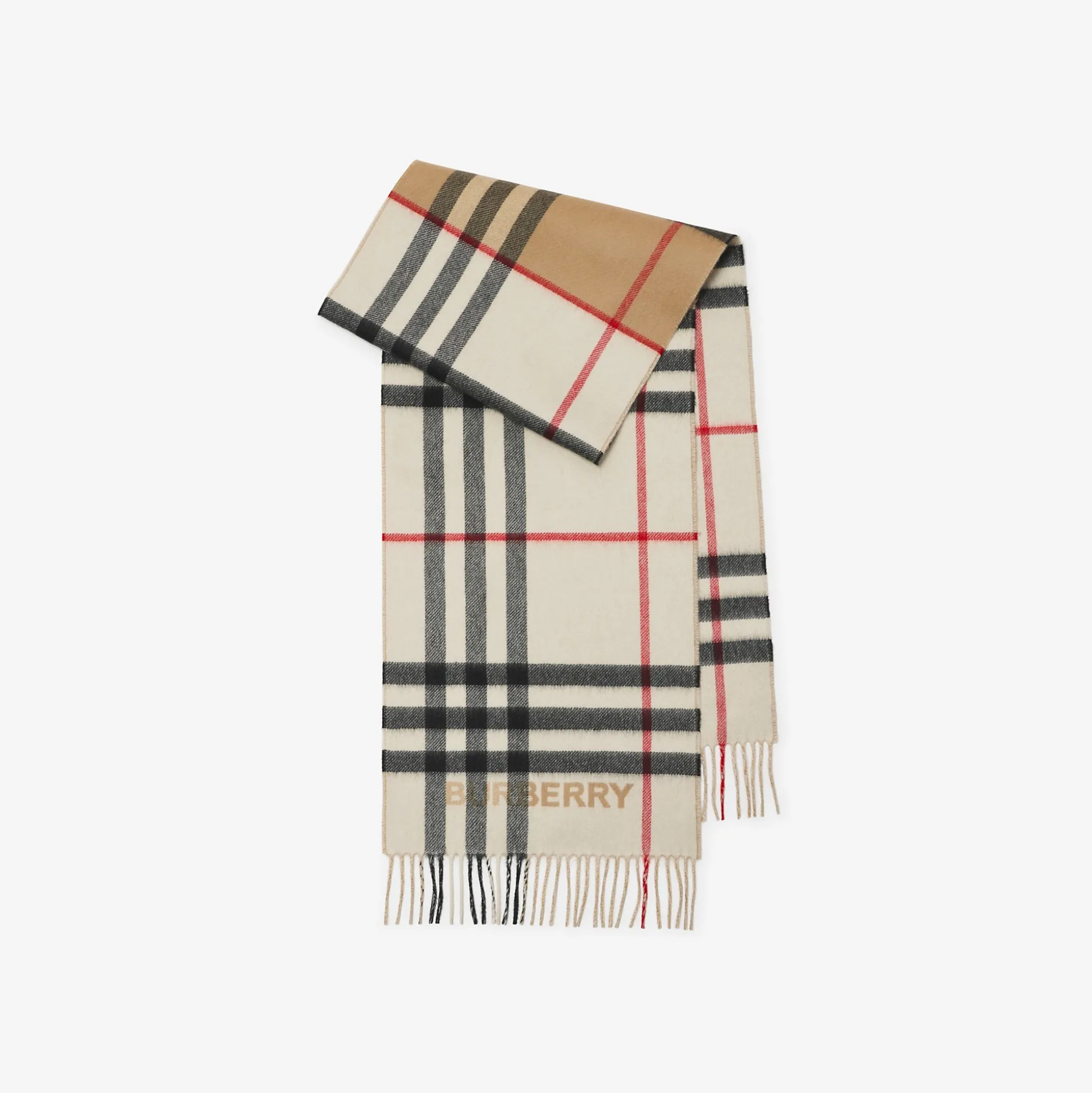 Hot Burberry Contrast Check Cashmere Scarf Archivebeige/naturalwhite