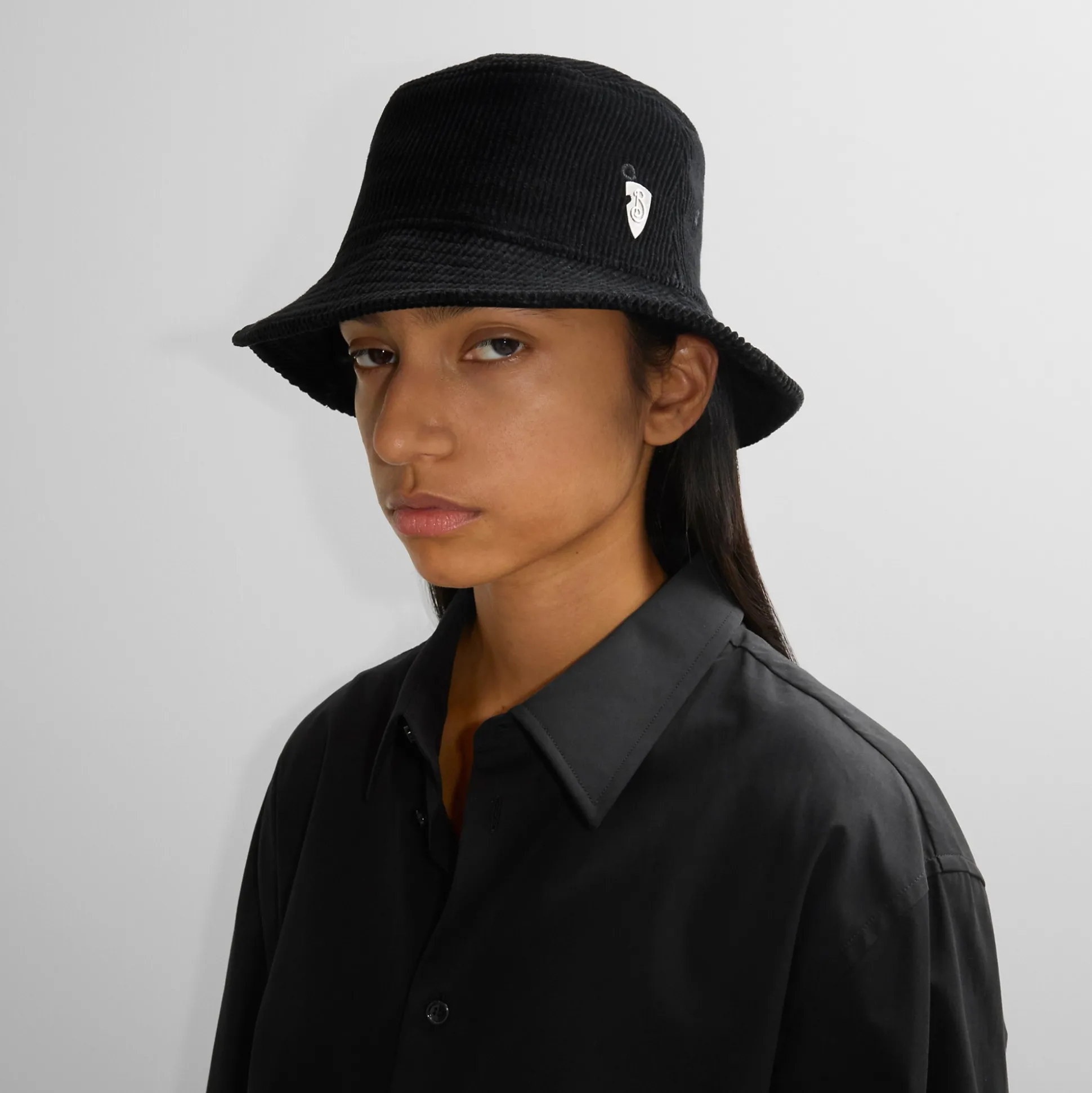 New Burberry Corduroy Bucket Hat Black