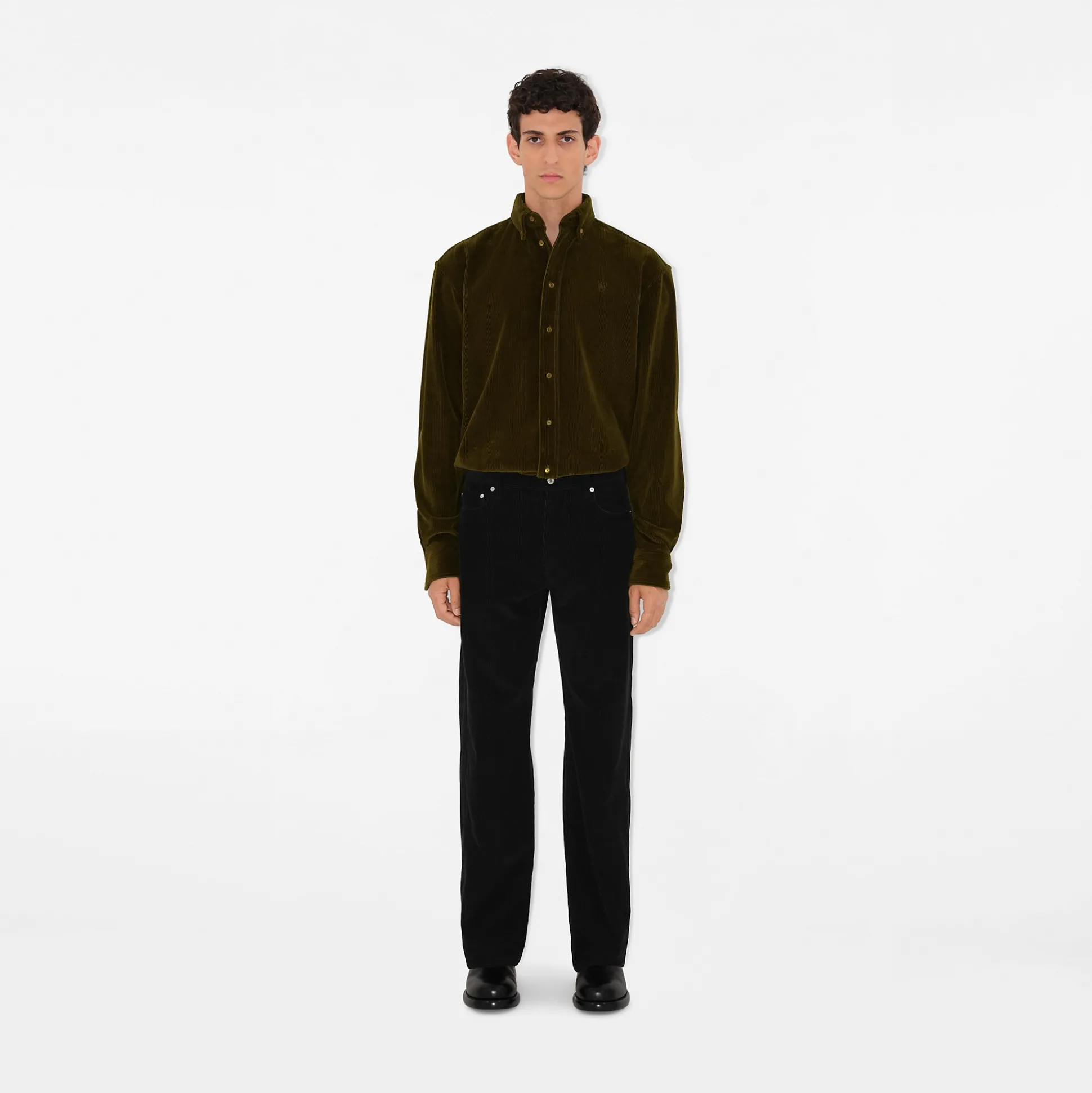 New Burberry Corduroy Shirt Olive