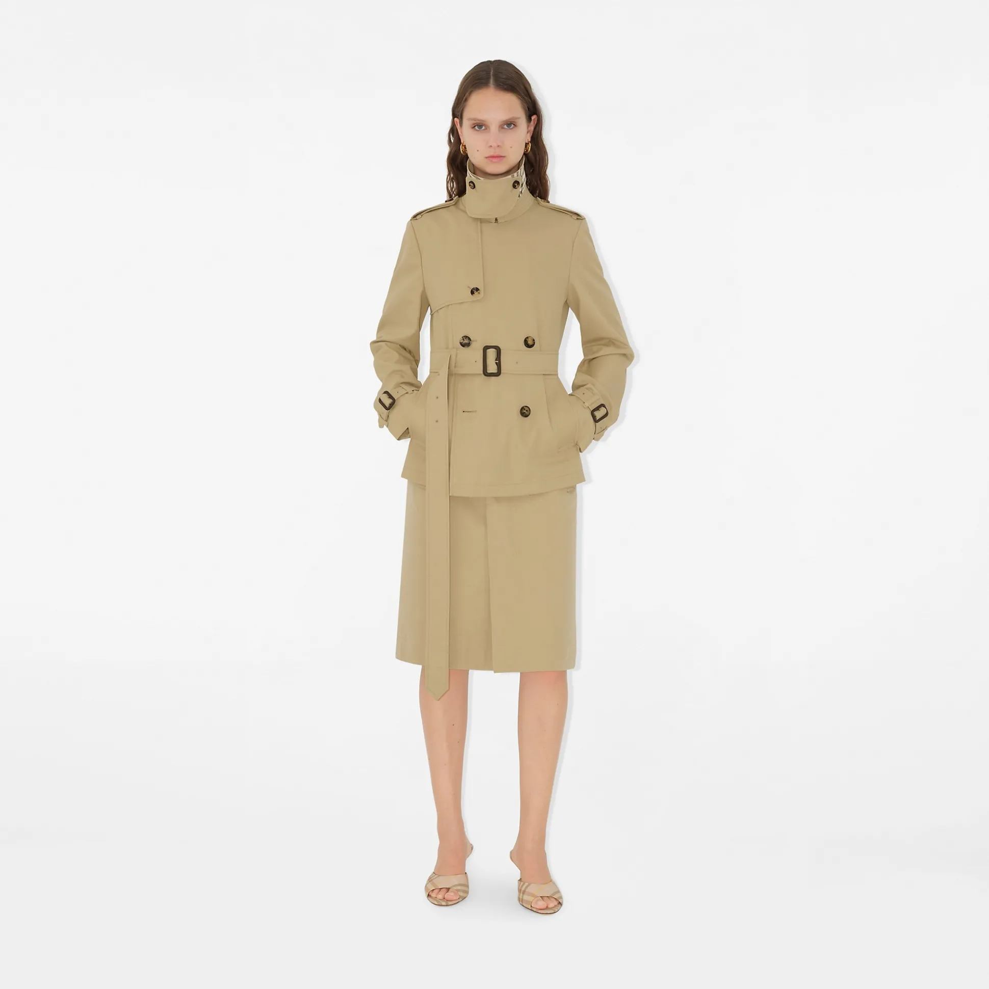 Cheap Burberry Cotton Blend Saltaire Trench Jacket Beige