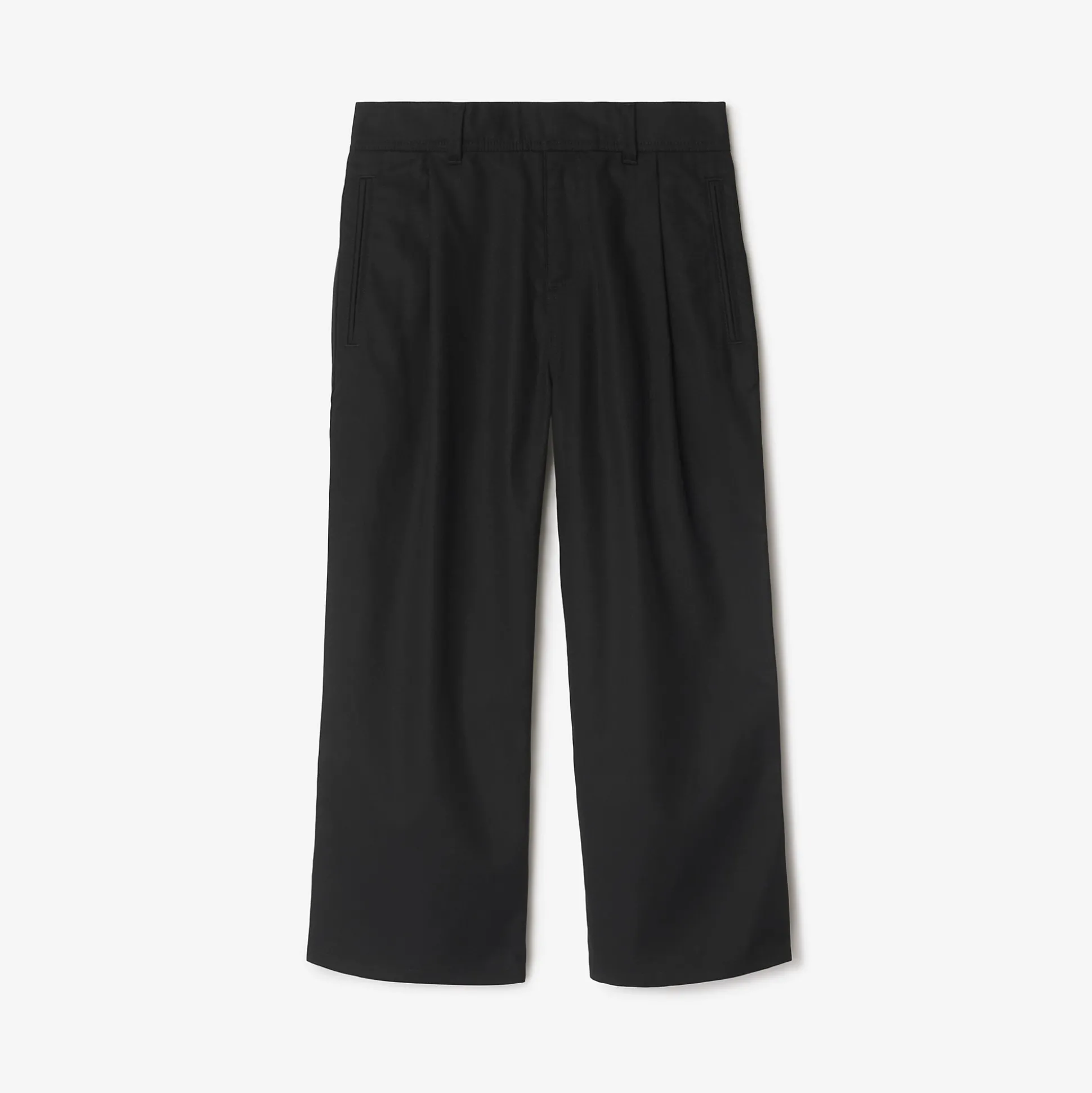 Shop Burberry Cotton Blend Trousers Black