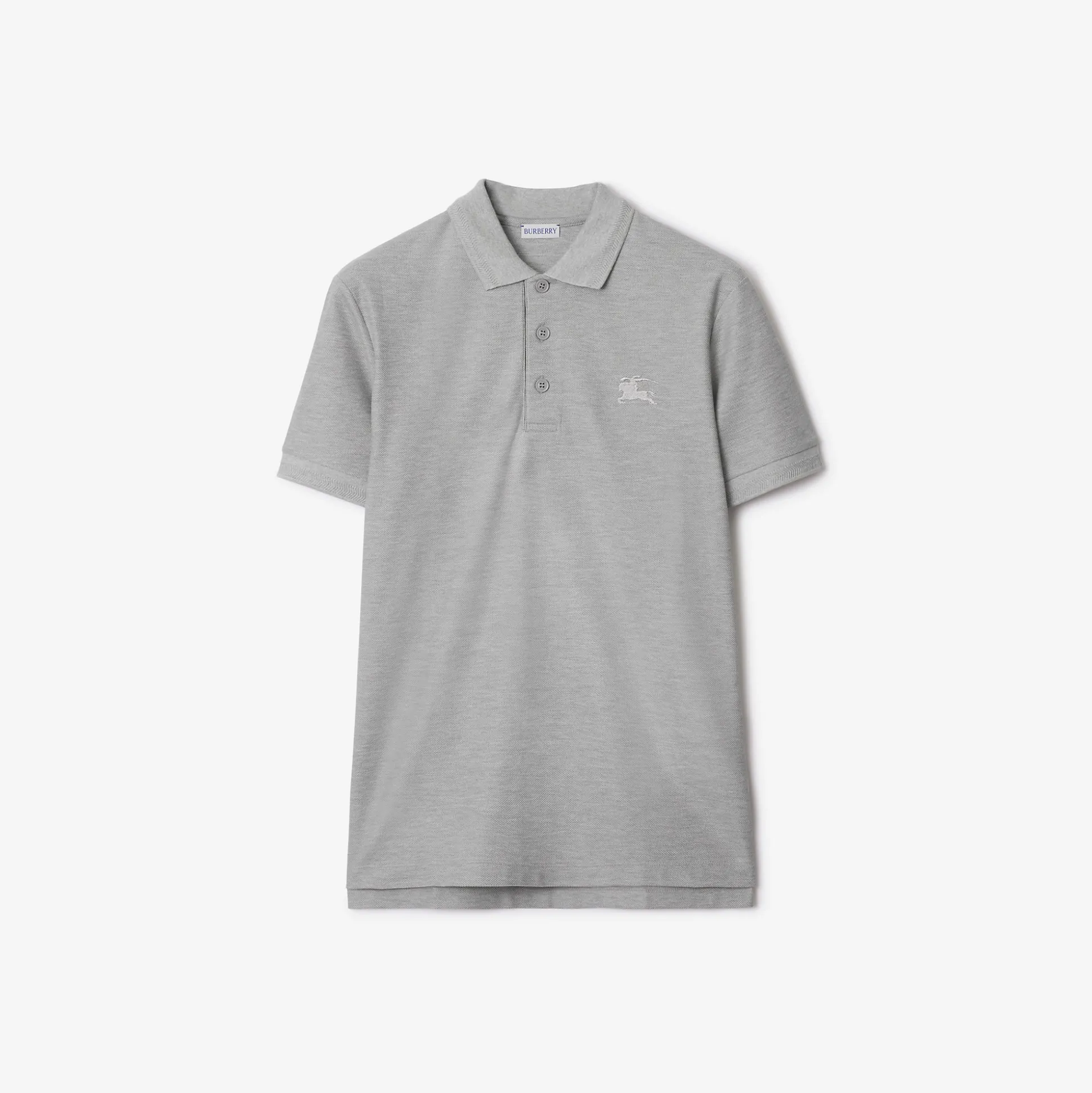 Sale Burberry Cotton Polo Shirt Palegreymelange