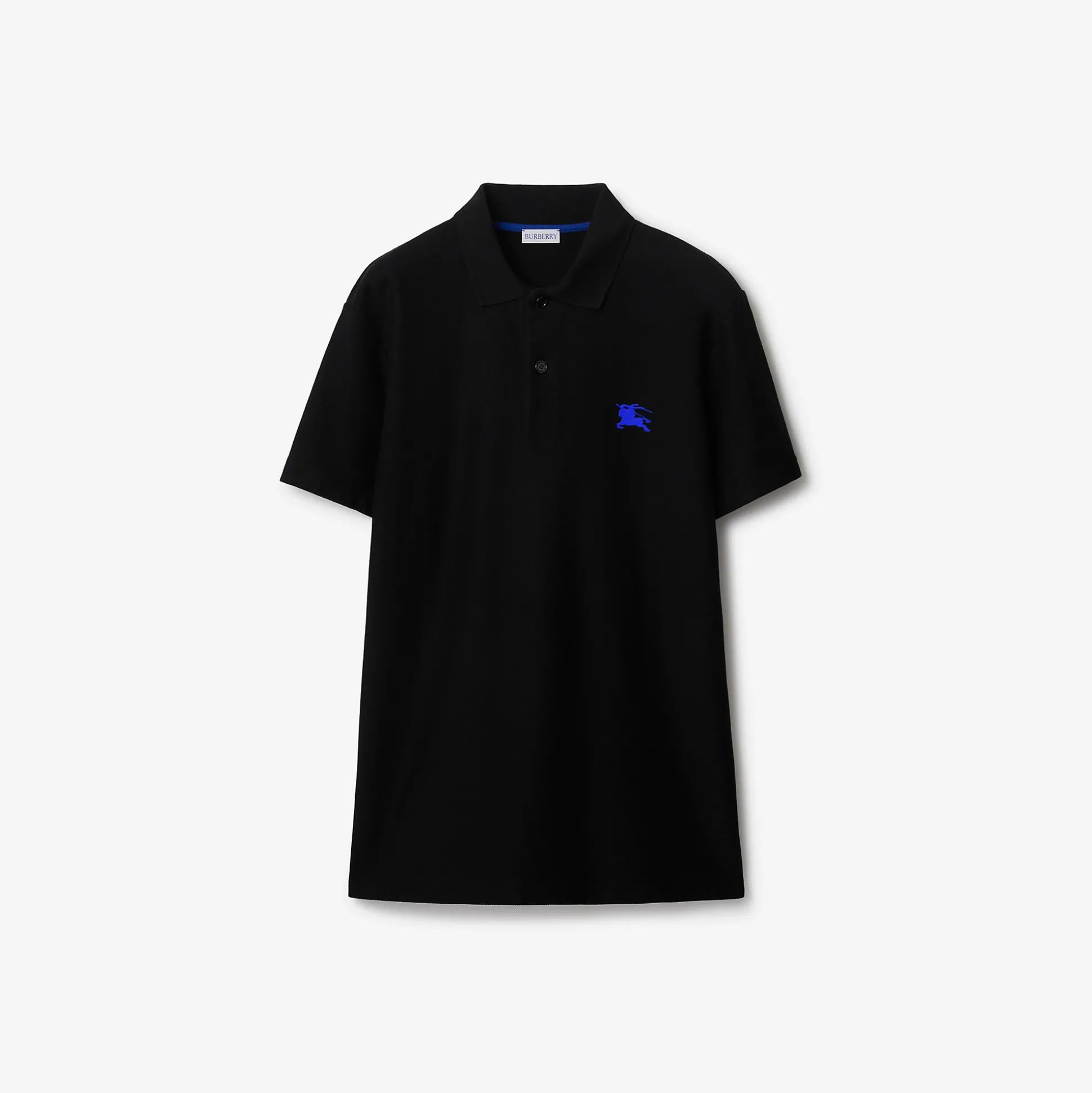 Shop Burberry Cotton Polo Shirt Black