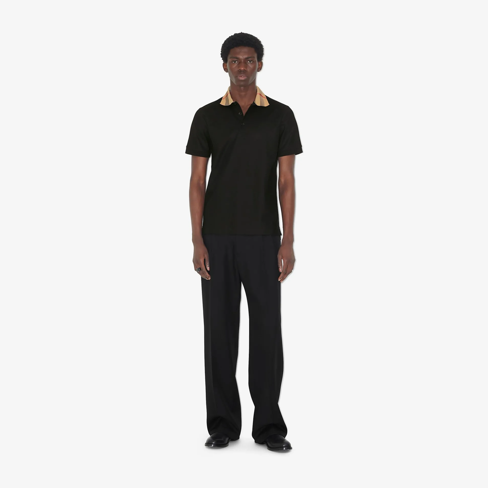 Online Burberry Cotton Polo Shirt Black