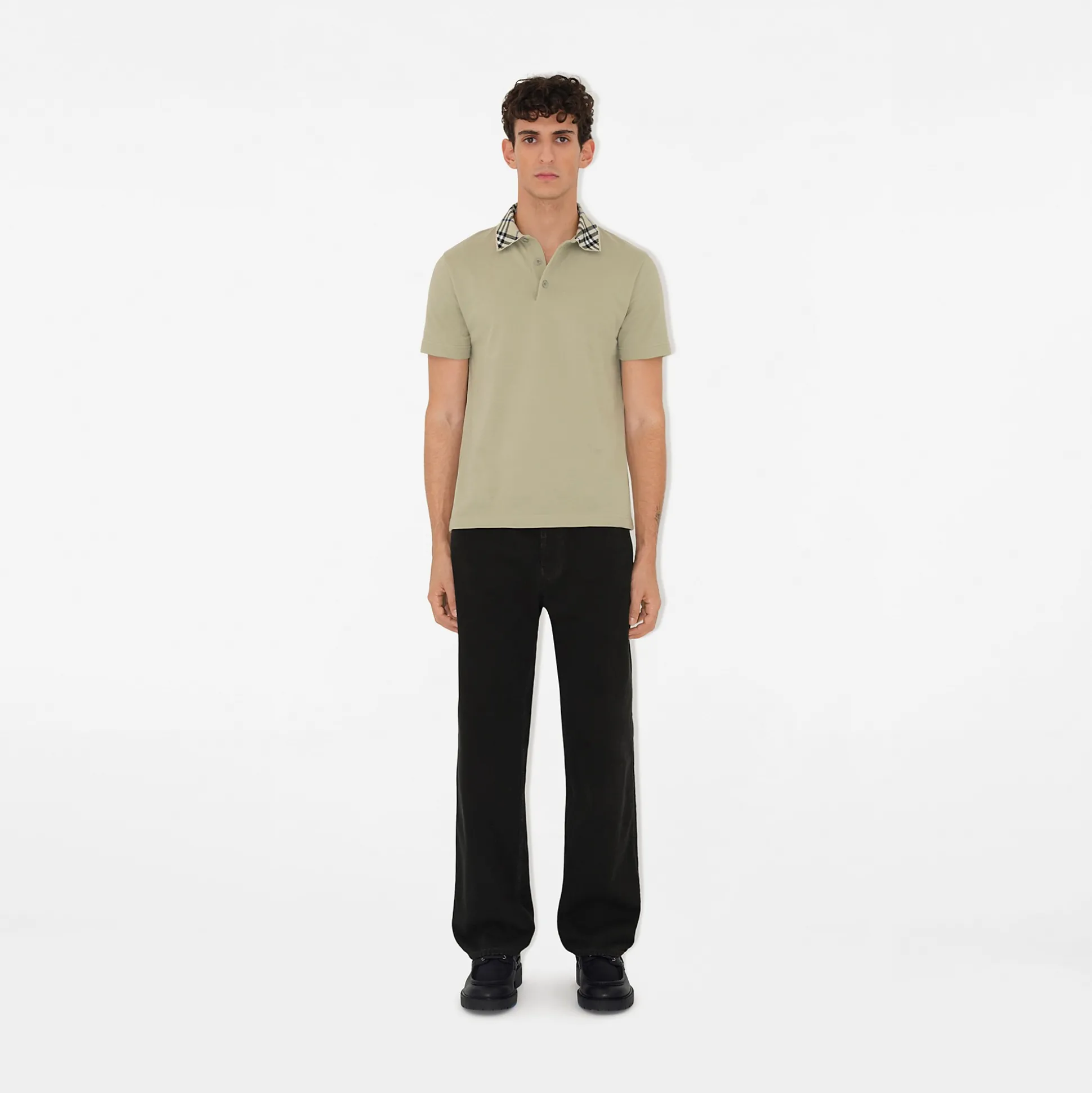 Outlet Burberry Cotton Polo Shirt Lichen