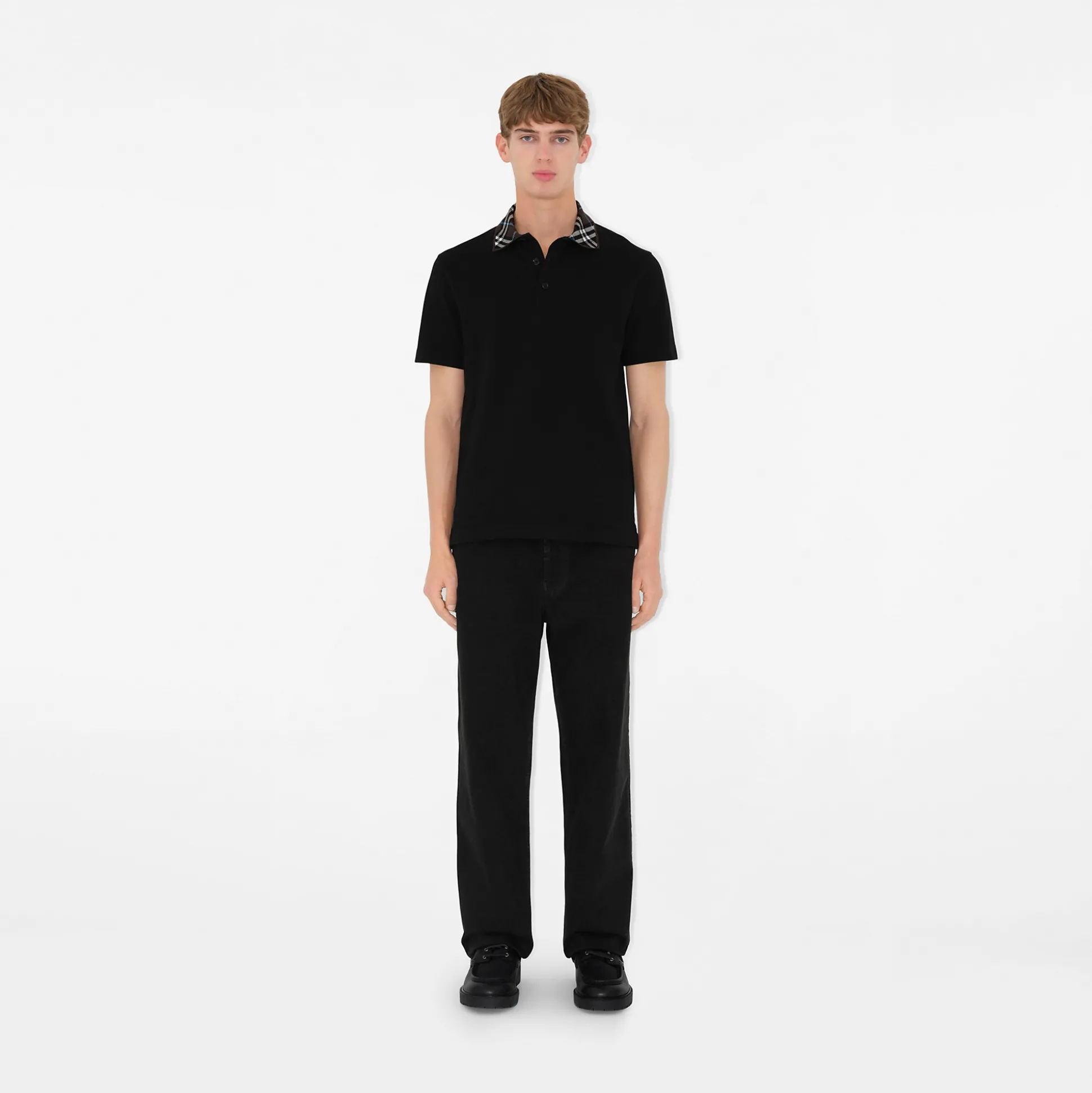 Outlet Burberry Cotton Polo Shirt Black