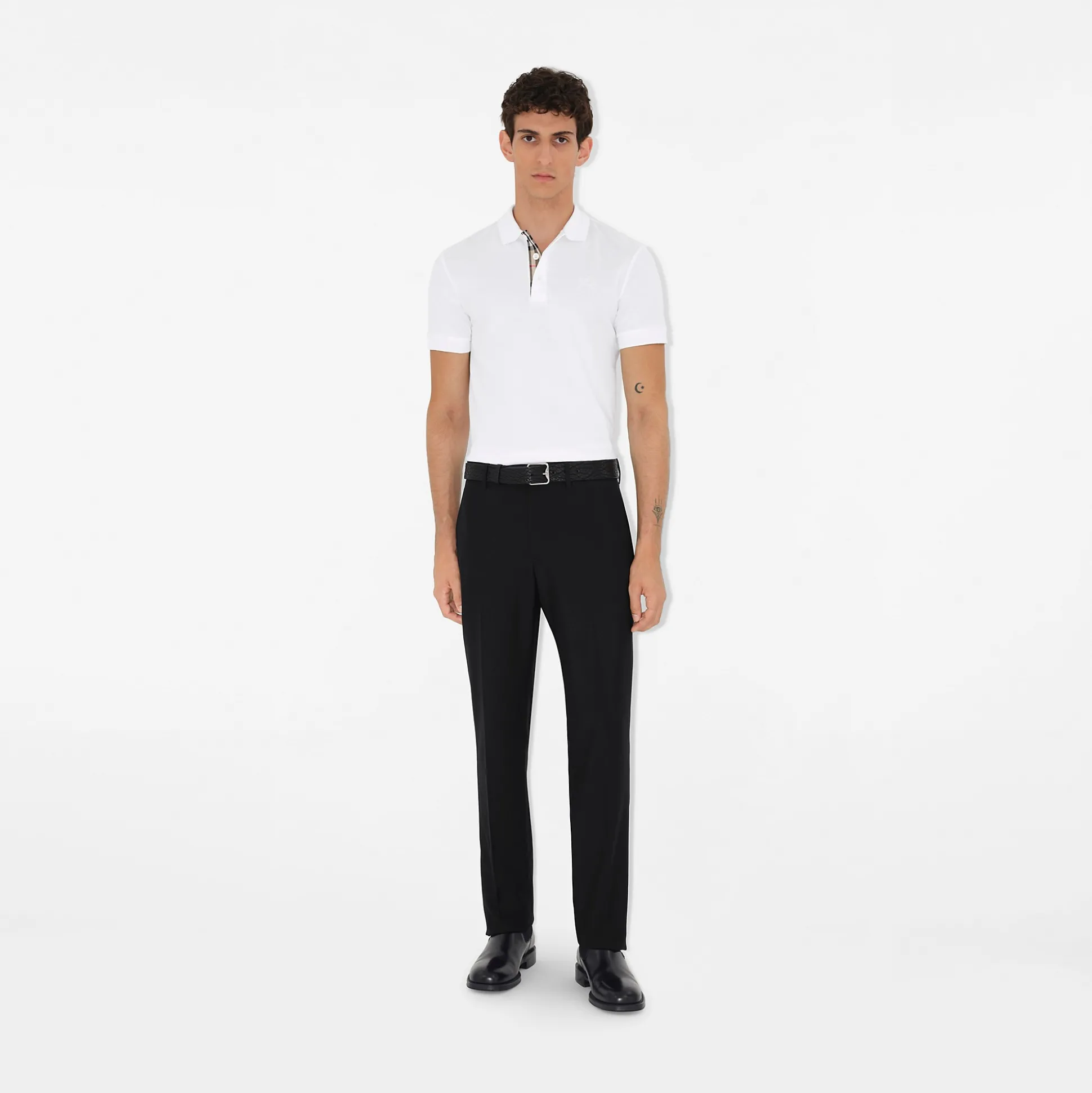 Shop Burberry Cotton Polo Shirt White