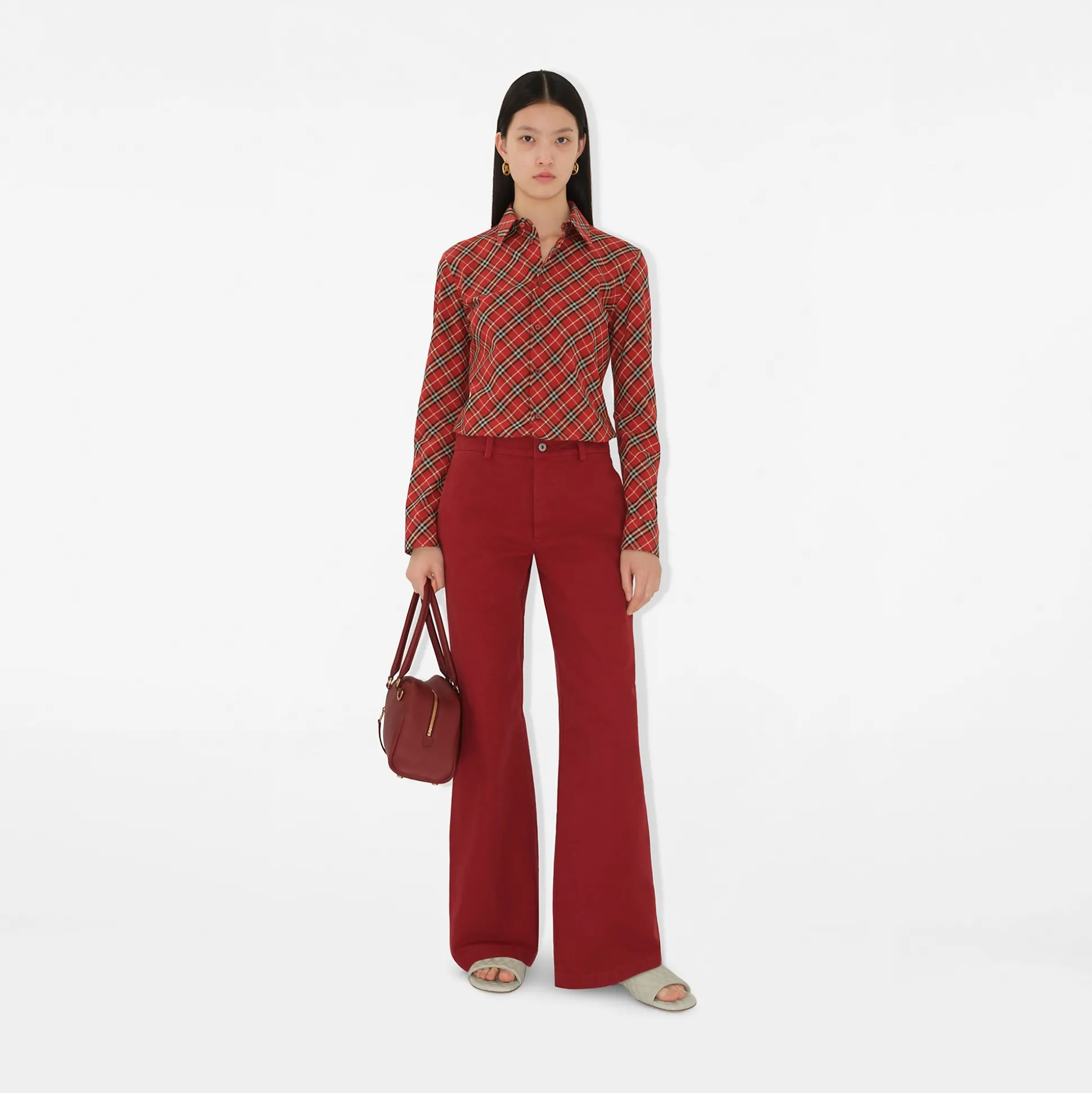 Fashion Burberry Cotton Trousers Geranium