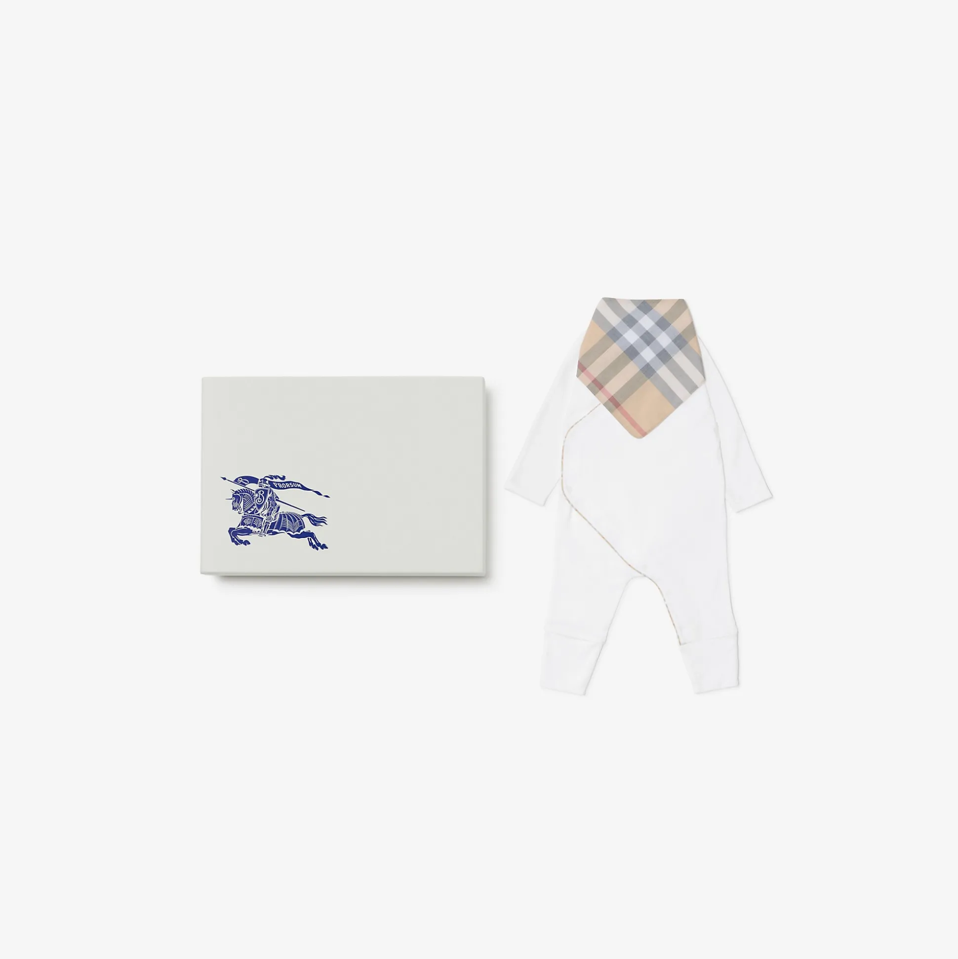 Discount Burberry Cotton Two-piece Baby Gift Set White