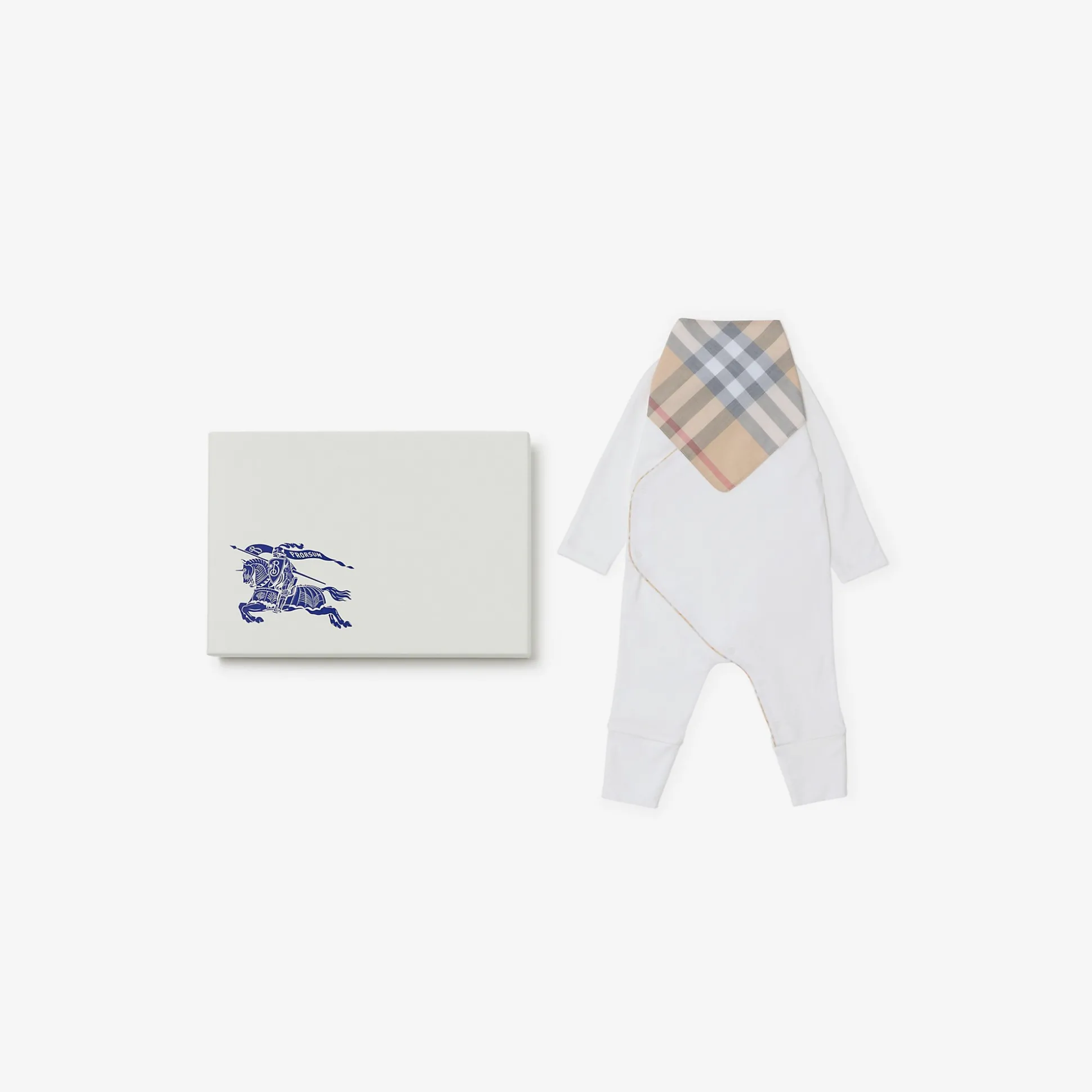 Discount Burberry Cotton Two-piece Baby Gift Set White