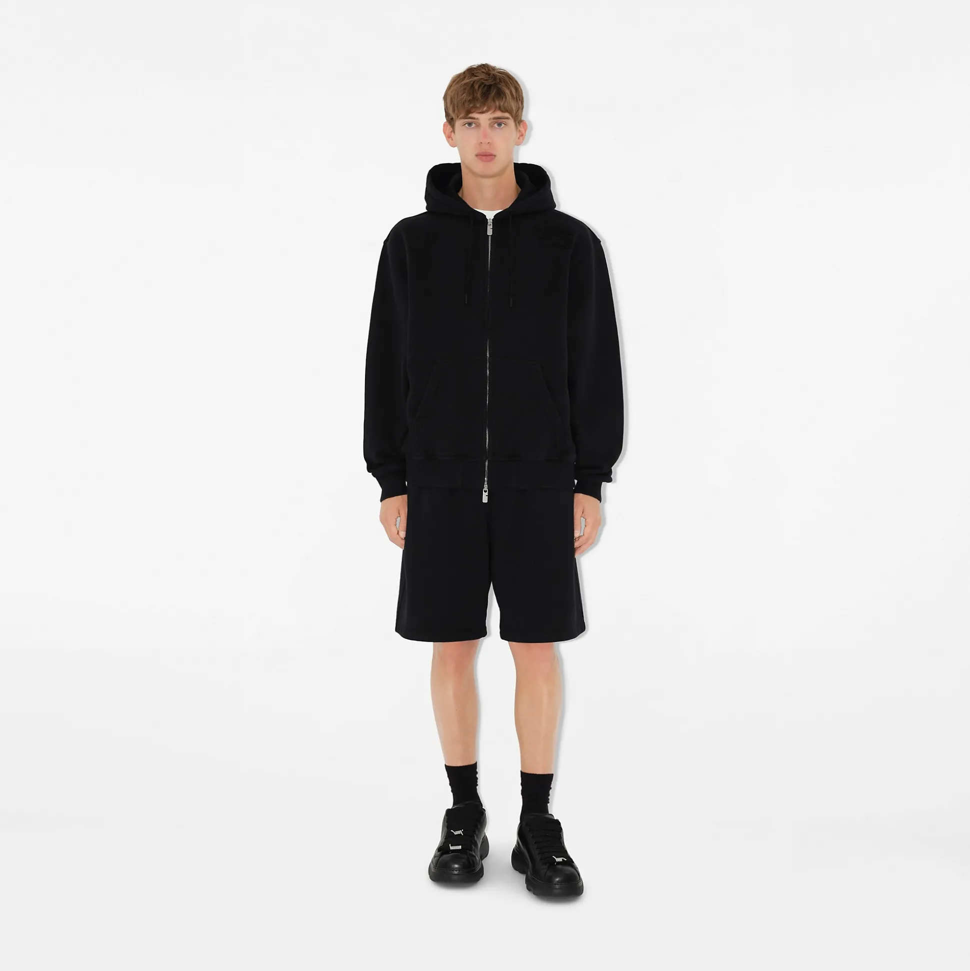 Outlet Burberry Cotton Zip Hoodie Black