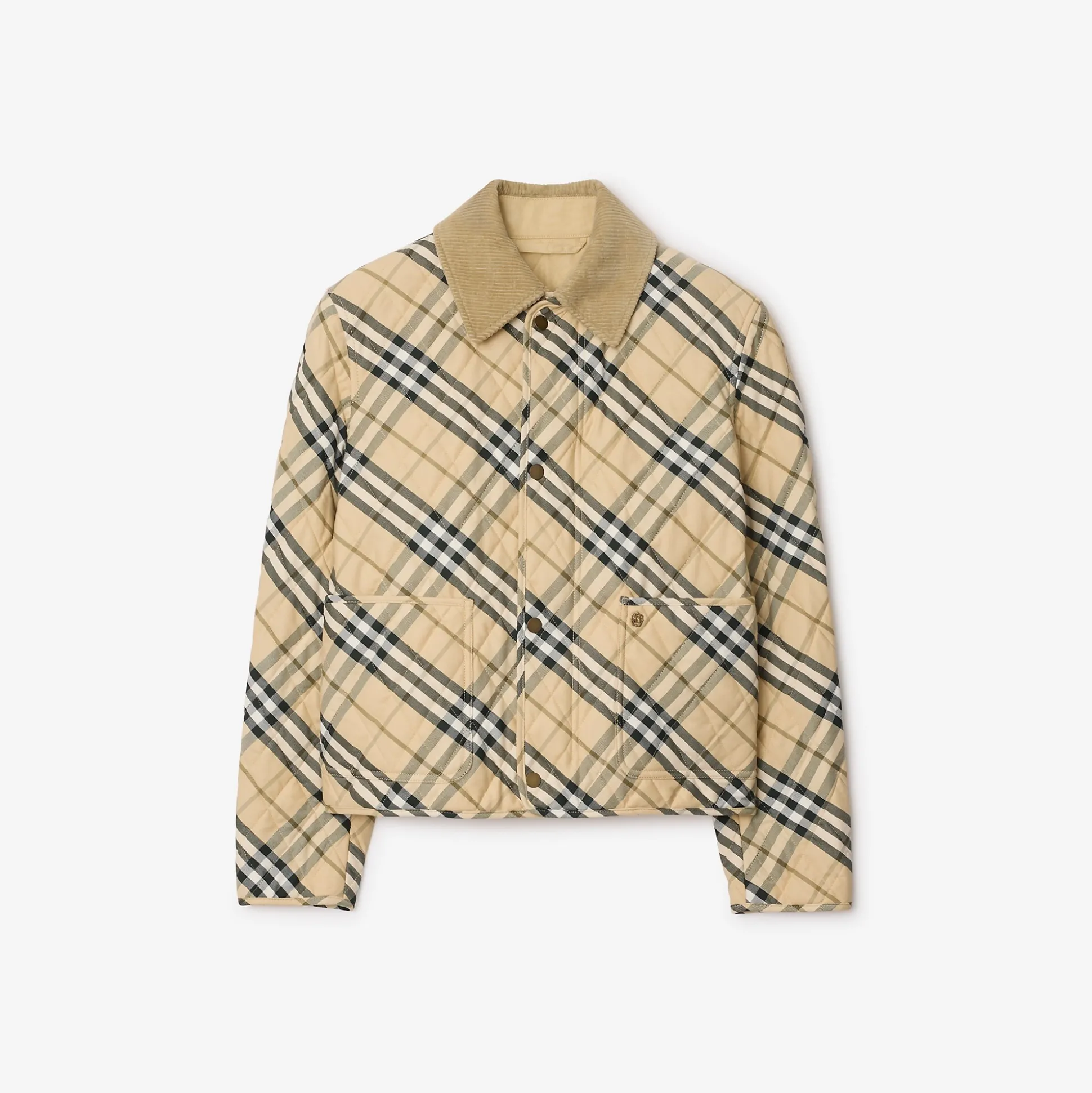 Flash Sale Burberry Cropped Check Quilted Barn Jacket Grain