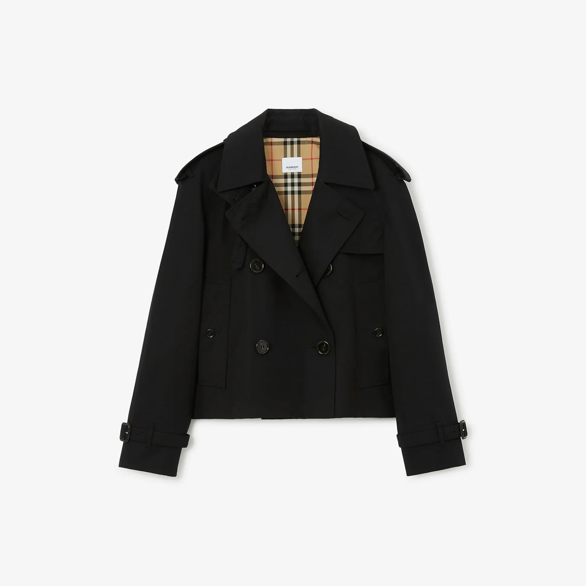 Cheap Burberry Cropped Gabardine Trench Jacket Black