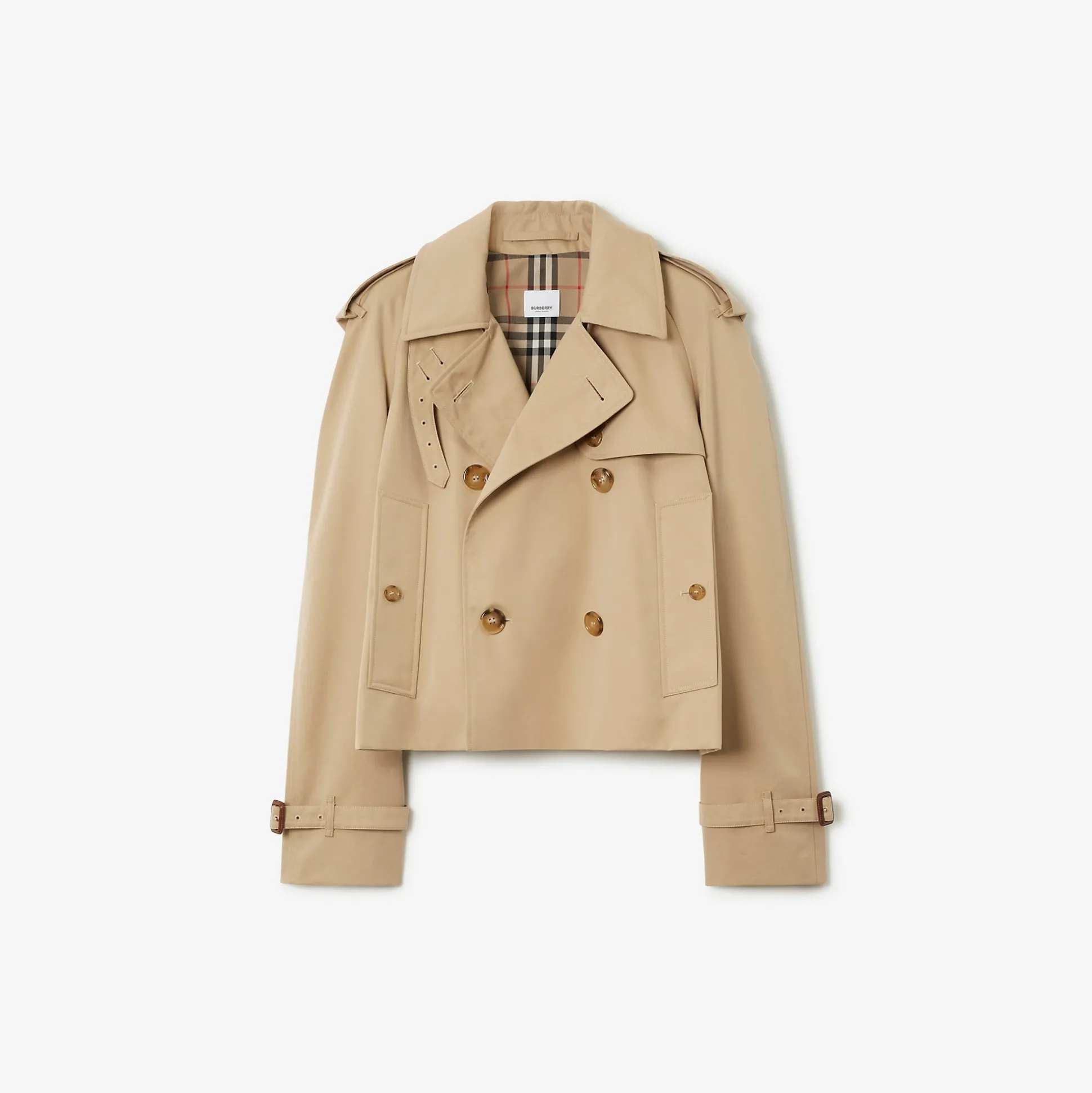 Outlet Burberry Cropped Gabardine Trench Jacket Honey