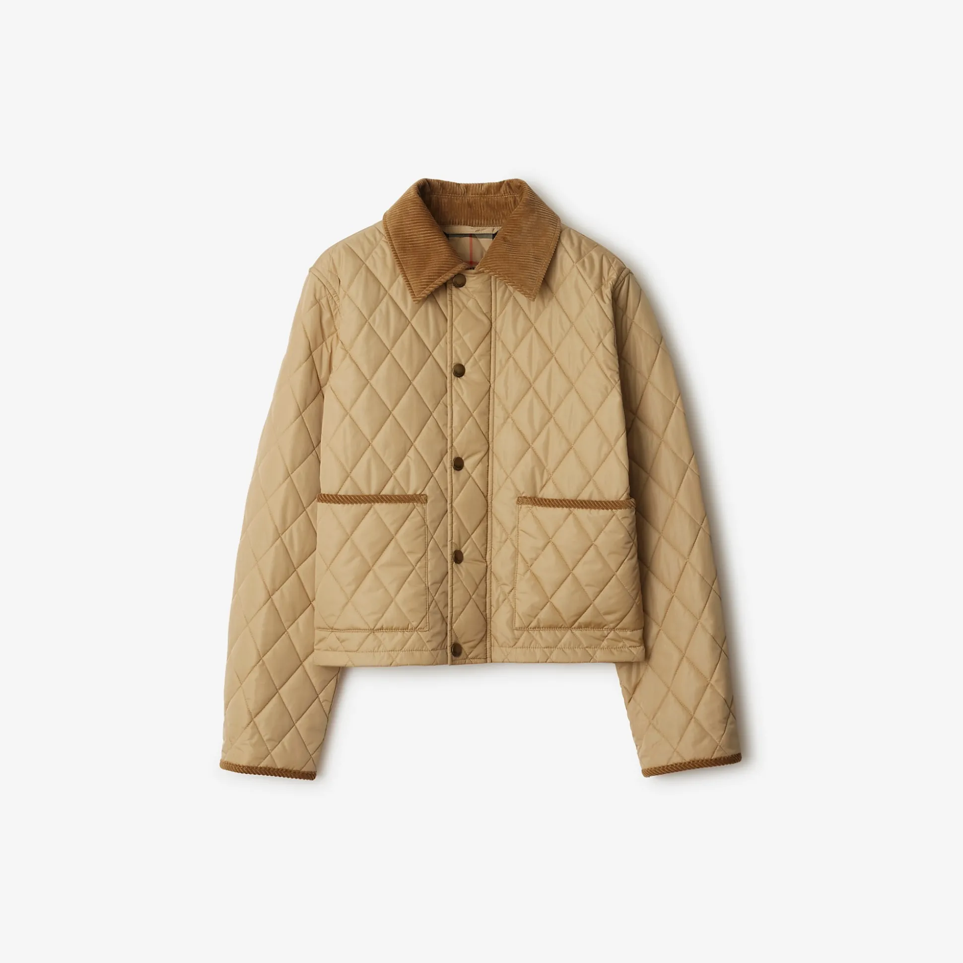 Shop Burberry Cropped Quilted Nylon Oldham Jacket Flax/sand