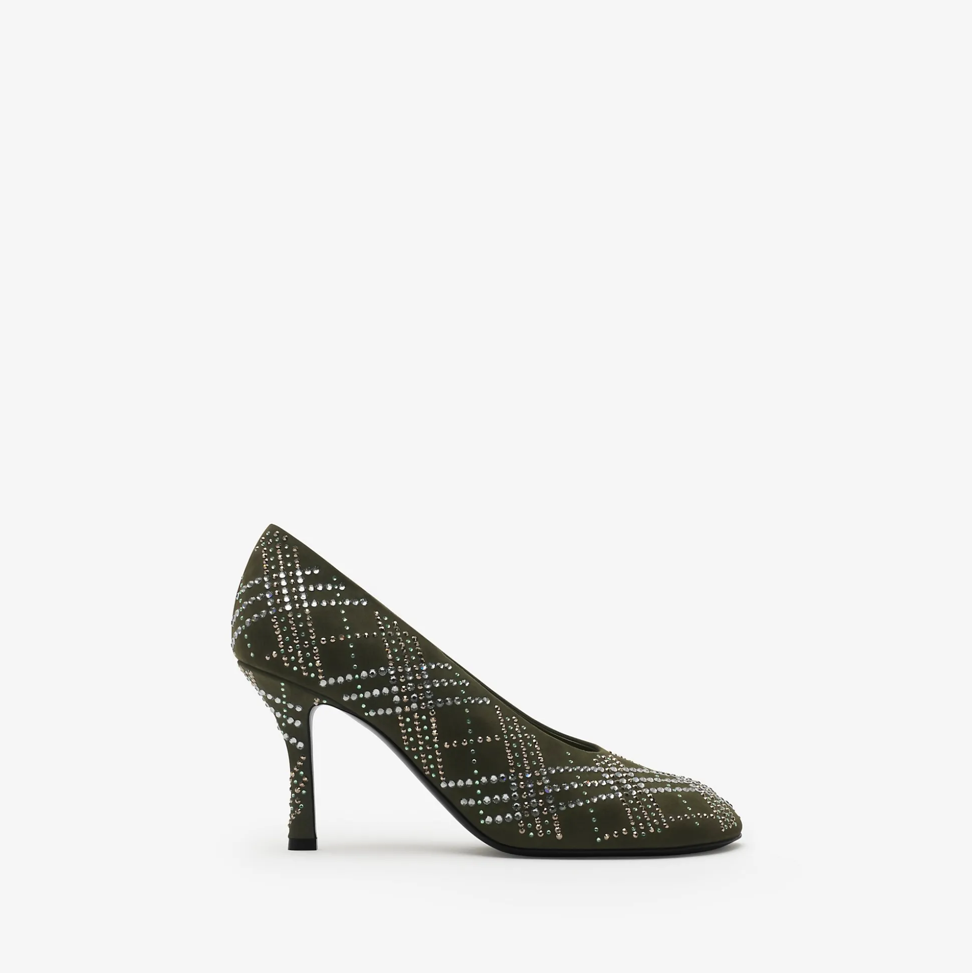 Shop Burberry Crystal Check Suede Baby Pumps Loch