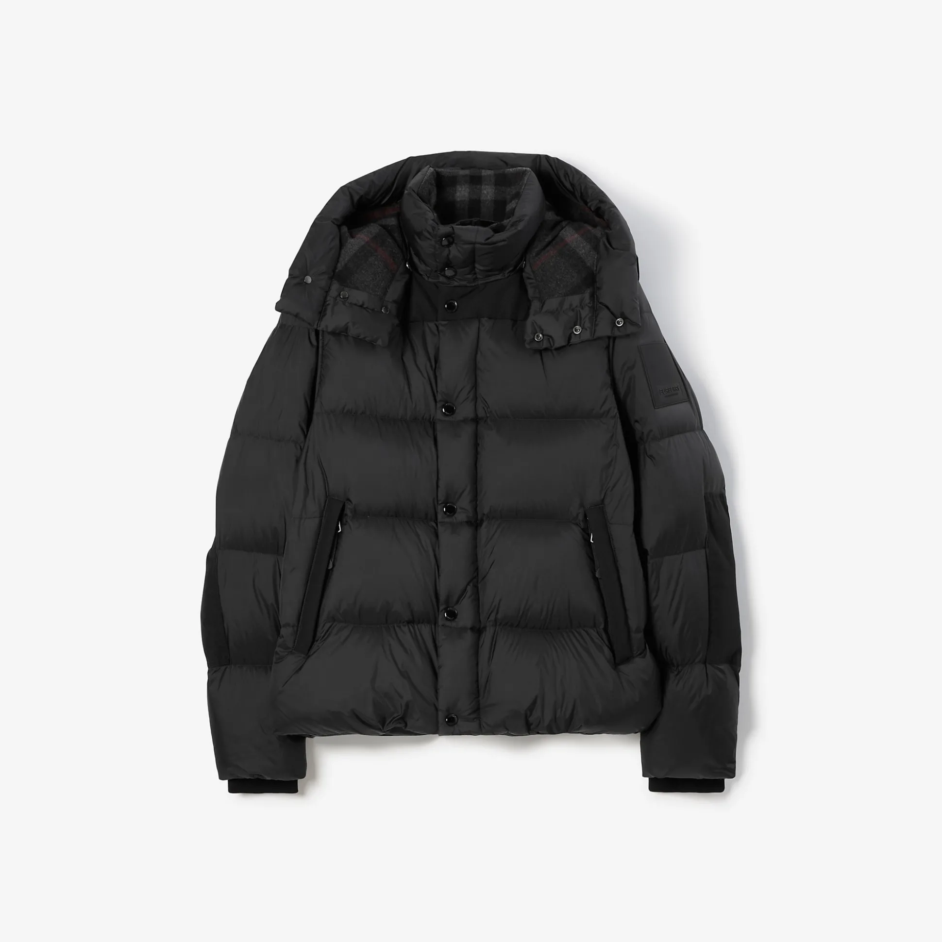 Hot Burberry Detachable Sleeve Nylon Puffer Jacket Black