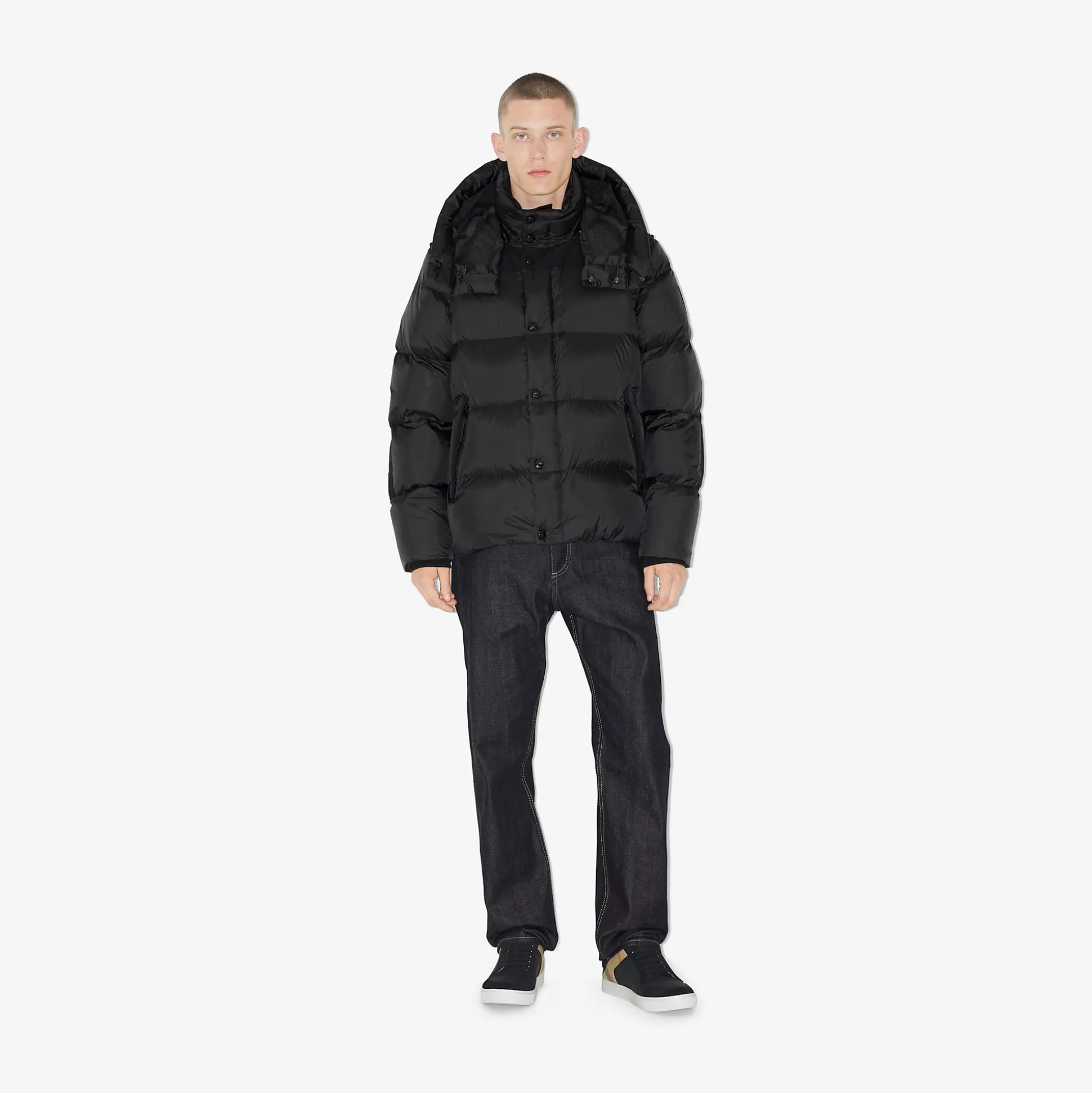 Hot Burberry Detachable Sleeve Nylon Puffer Jacket Black