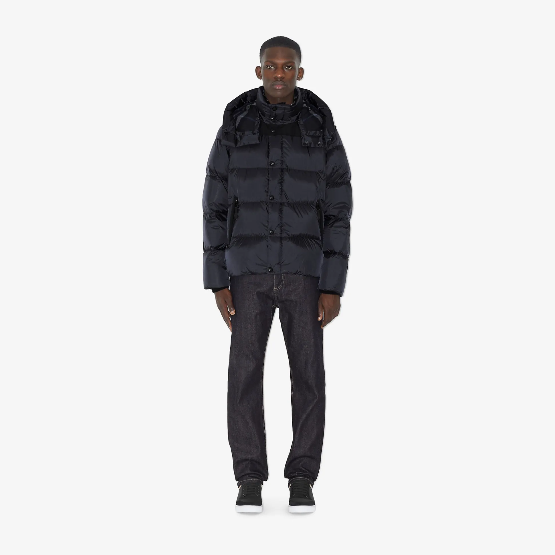 Hot Burberry Detachable Sleeve Nylon Puffer Jacket Navy