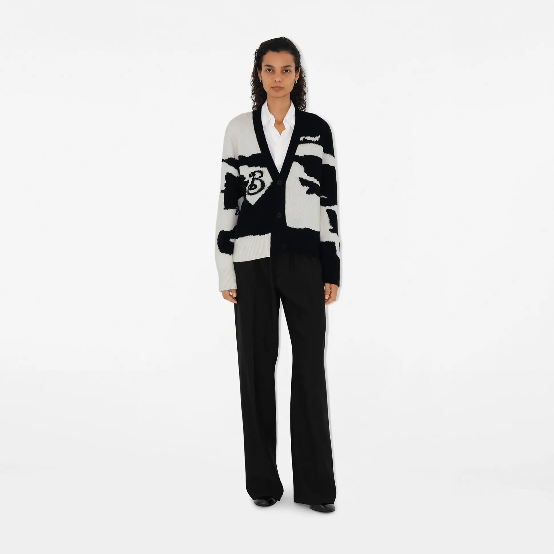 Cheap Burberry EKD Cashmere Cardigan Black/chalk