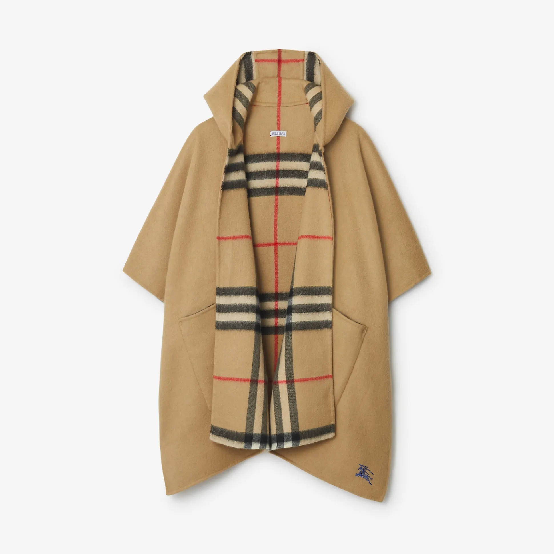 Cheap Burberry EKD Cashmere Hooded Cape Archivebeige