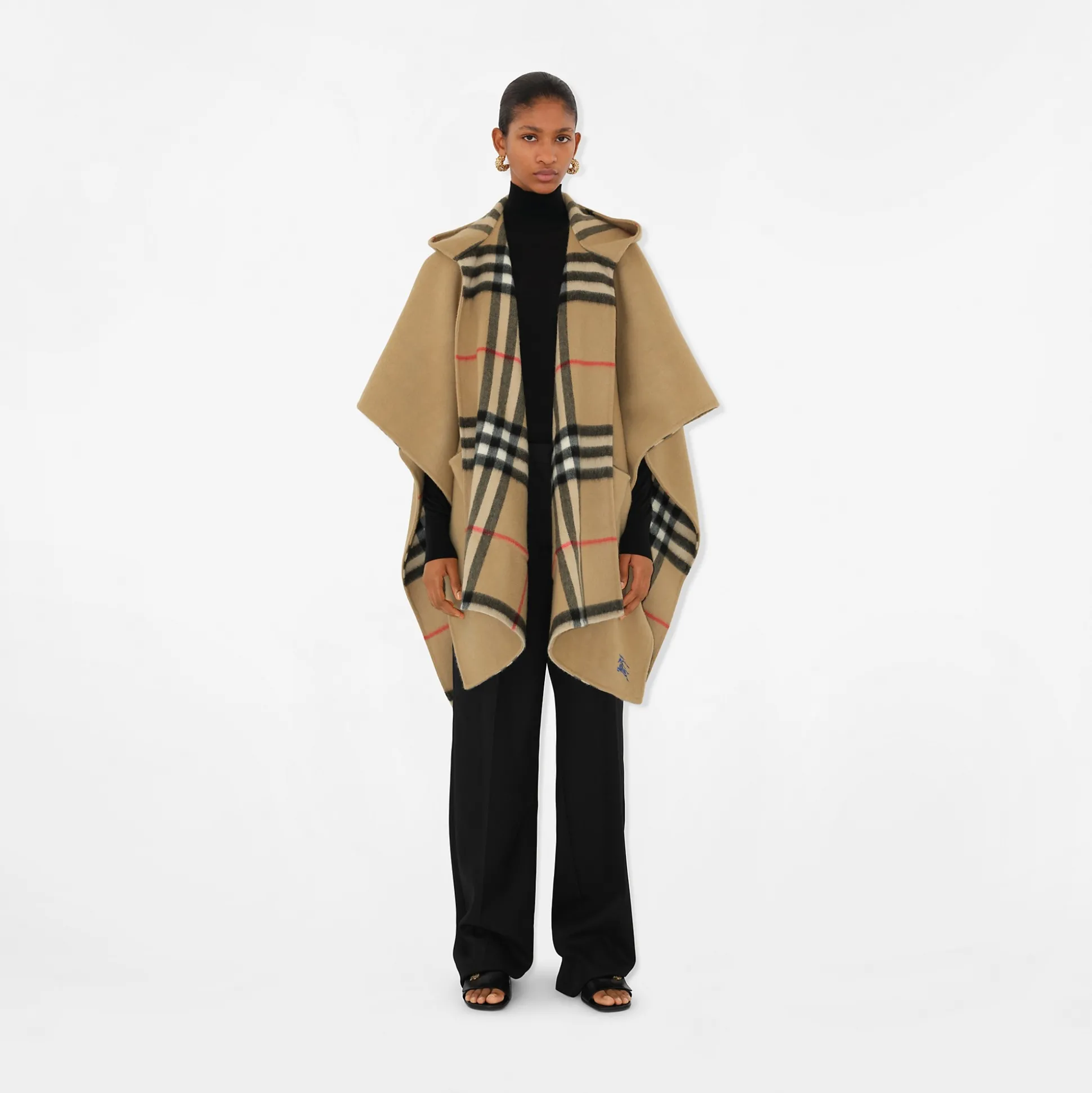 Cheap Burberry EKD Cashmere Hooded Cape Archivebeige