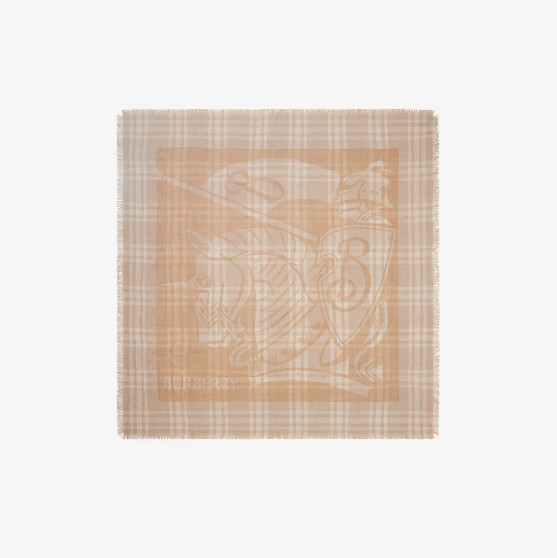 Best Burberry EKD Check Wool Blend Scarf Clay