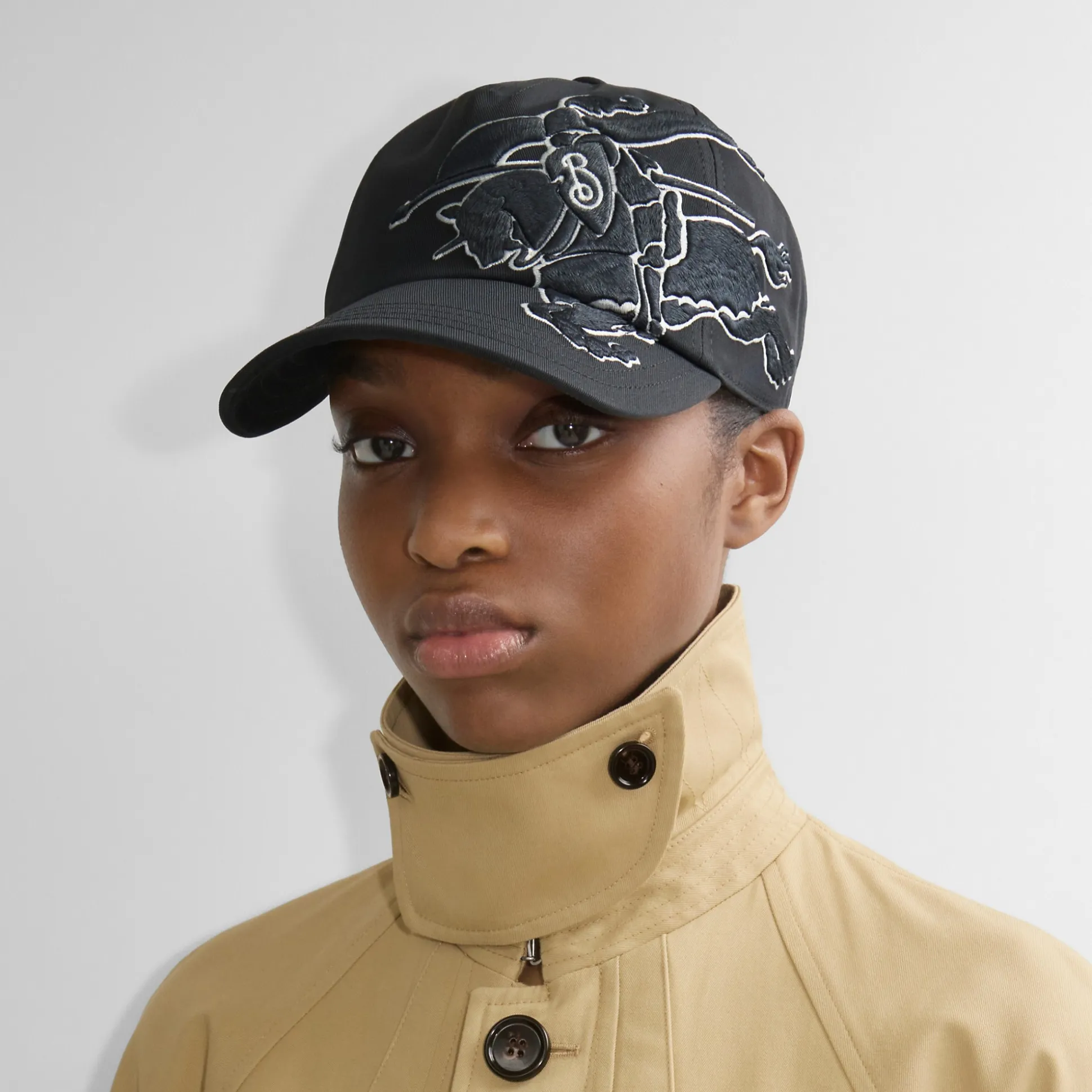 Discount Burberry EKD Cotton Baseball Cap Charcoal