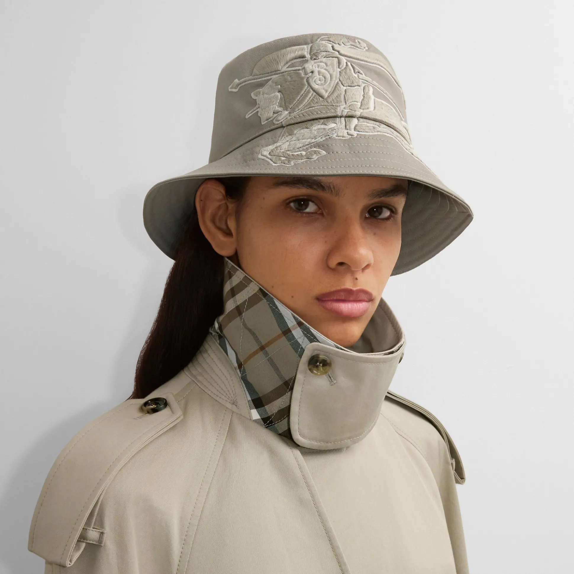 Hot Burberry EKD Cotton Bucket Hat Heron