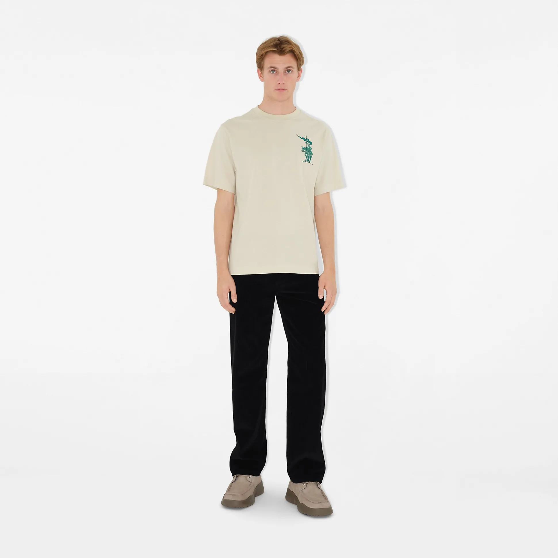 Shop Burberry EKD Cotton T-shirt Chalk