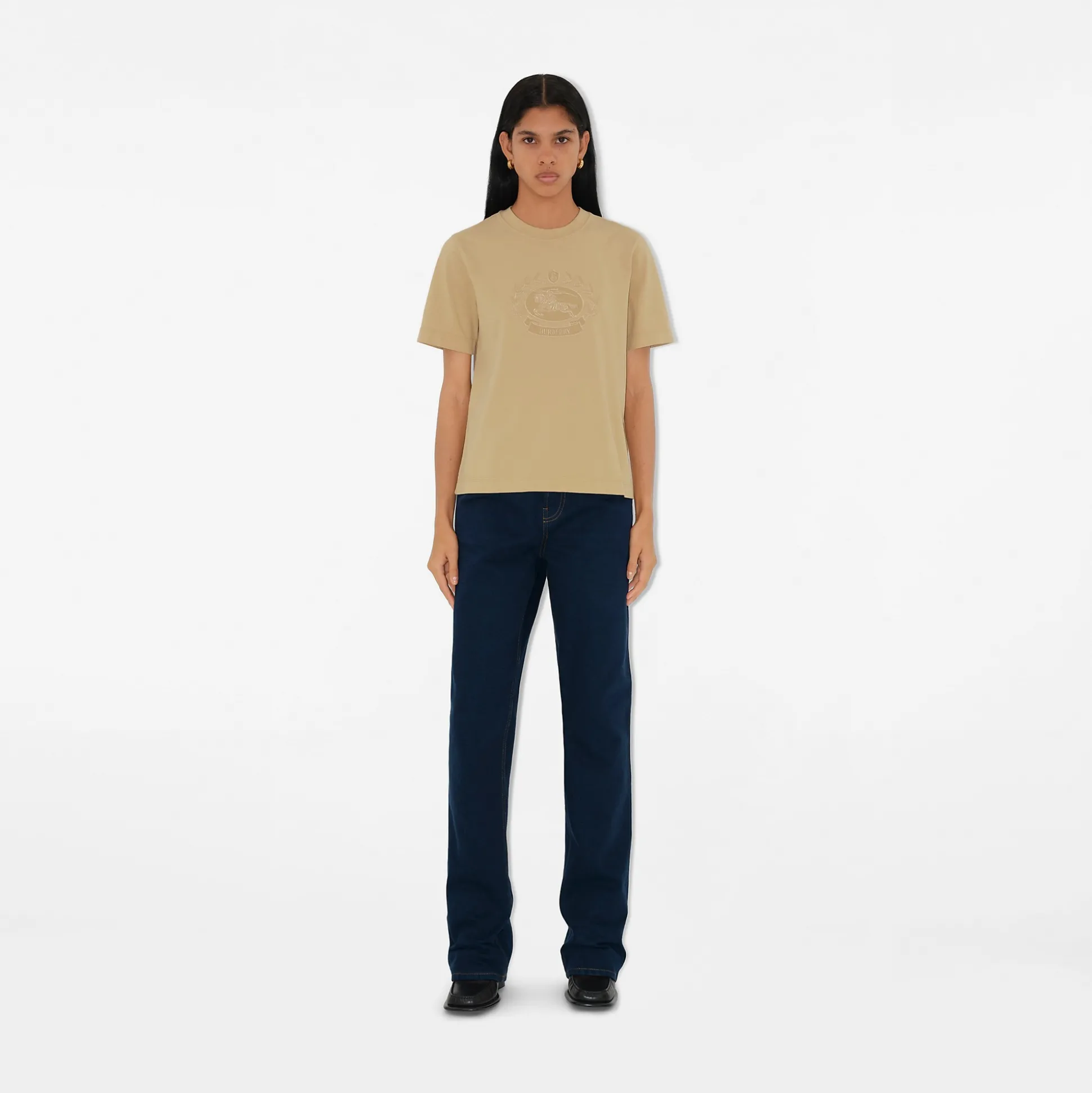 New Burberry EKD Cotton T-shirt Flax